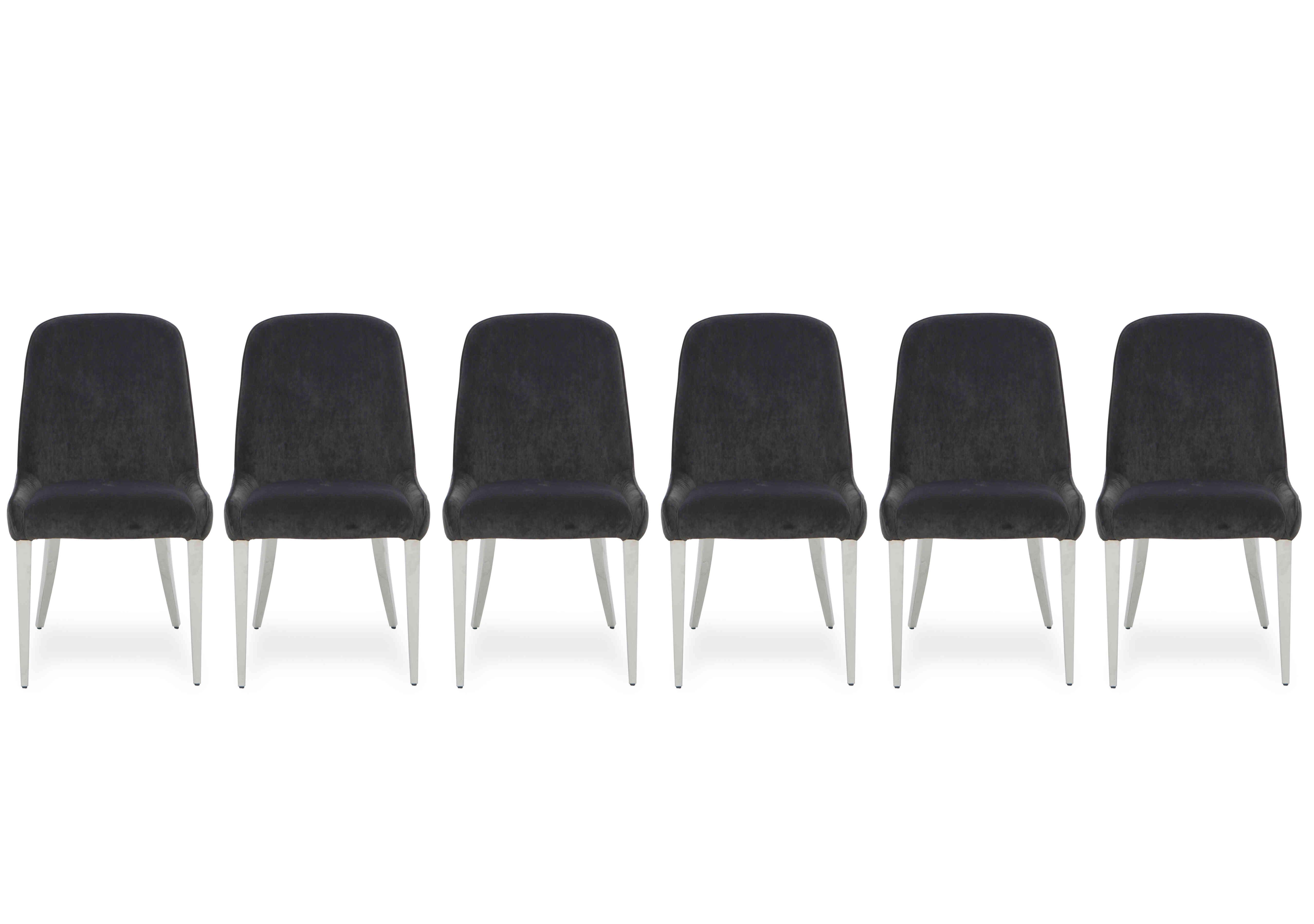 Gabana Set of 6 Velvet Dining Chairs in Charcoal on Furniture Village