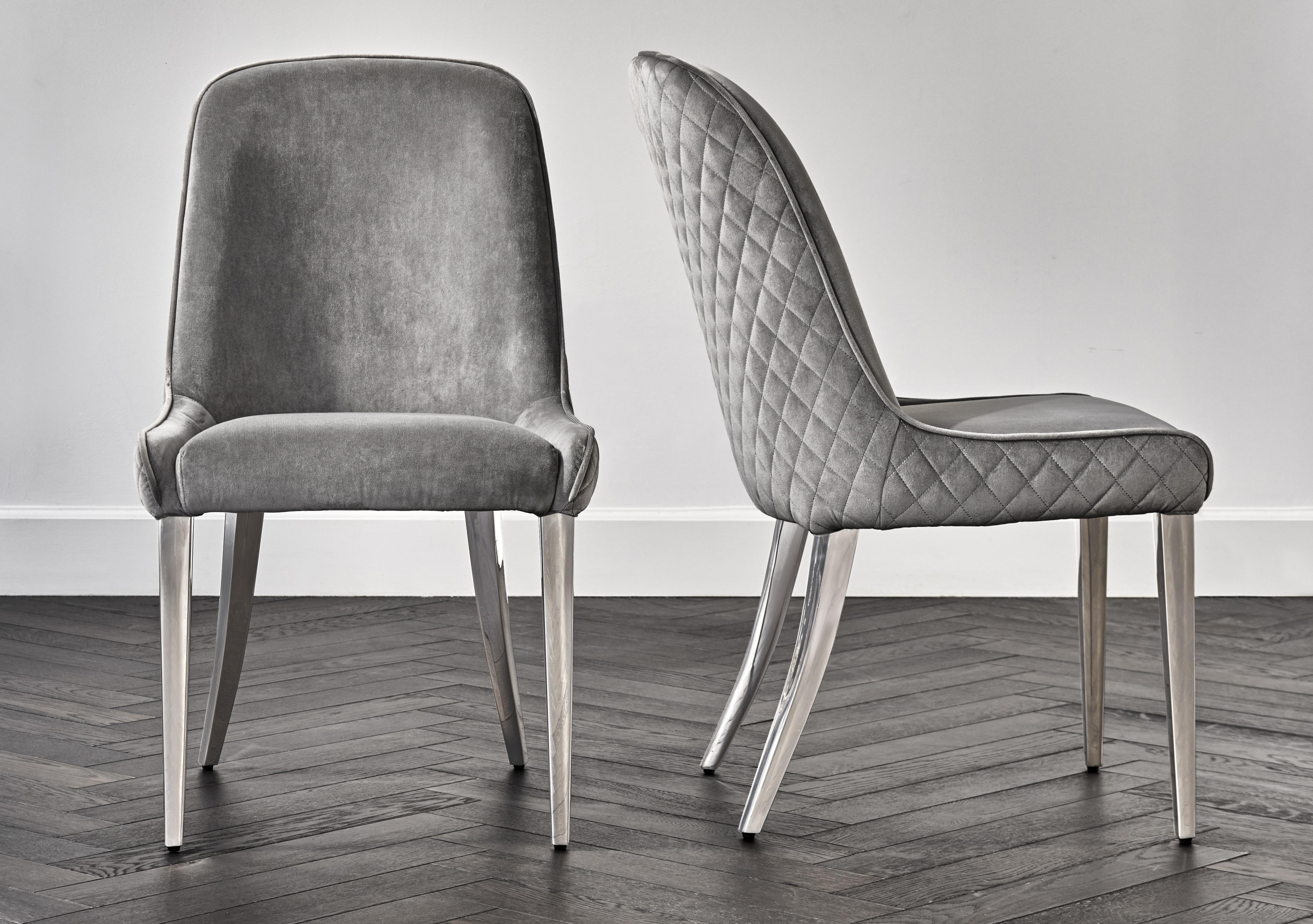 Gabana Set of 6 Velvet Dining Chairs in Stone on Furniture Village