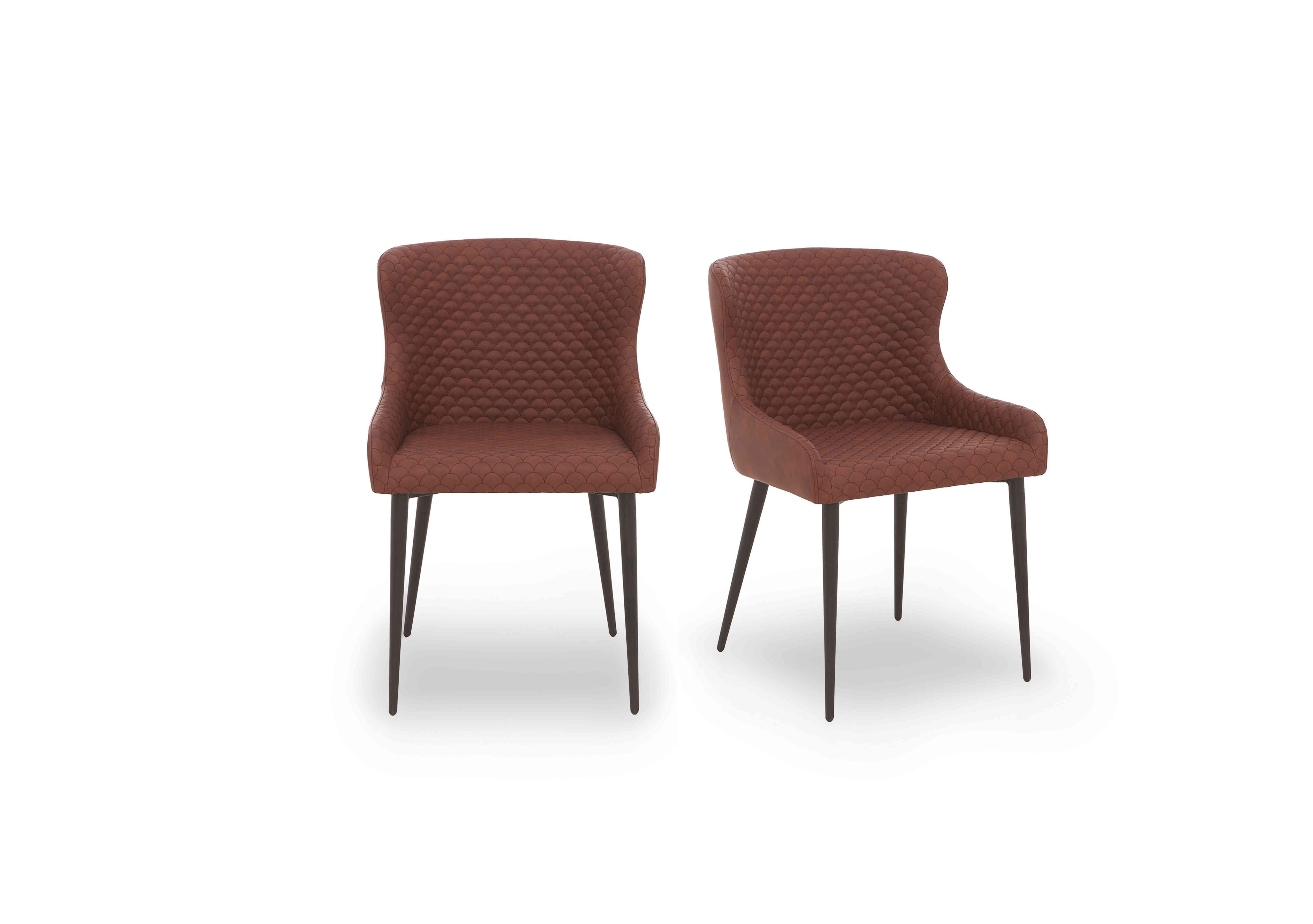 Hanoi Pair of Faux Leather Dining Chairs in Tan on Furniture Village