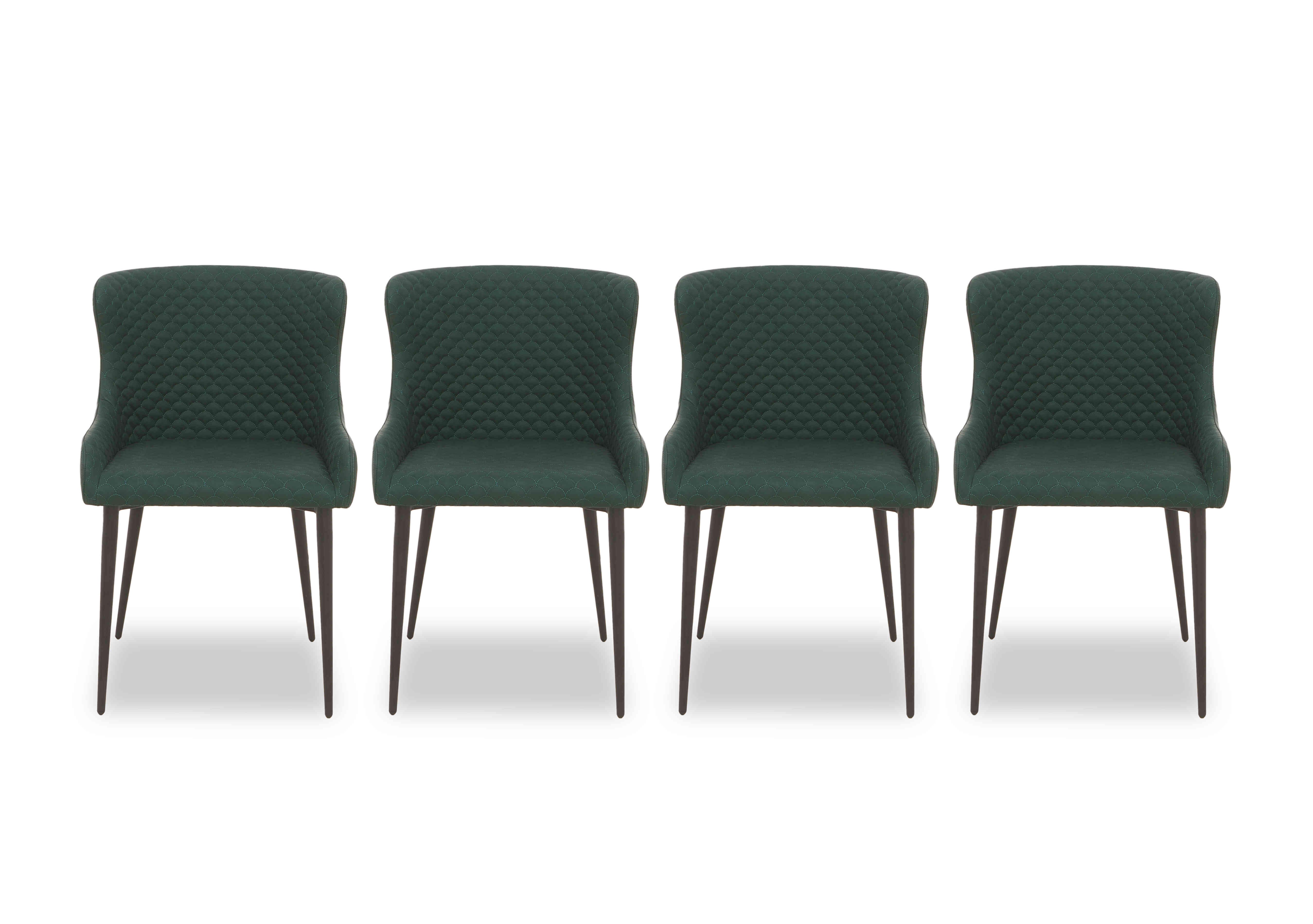 Hanoi Set of 4 Faux Leather Dining Chairs in Bottle Green on Furniture Village