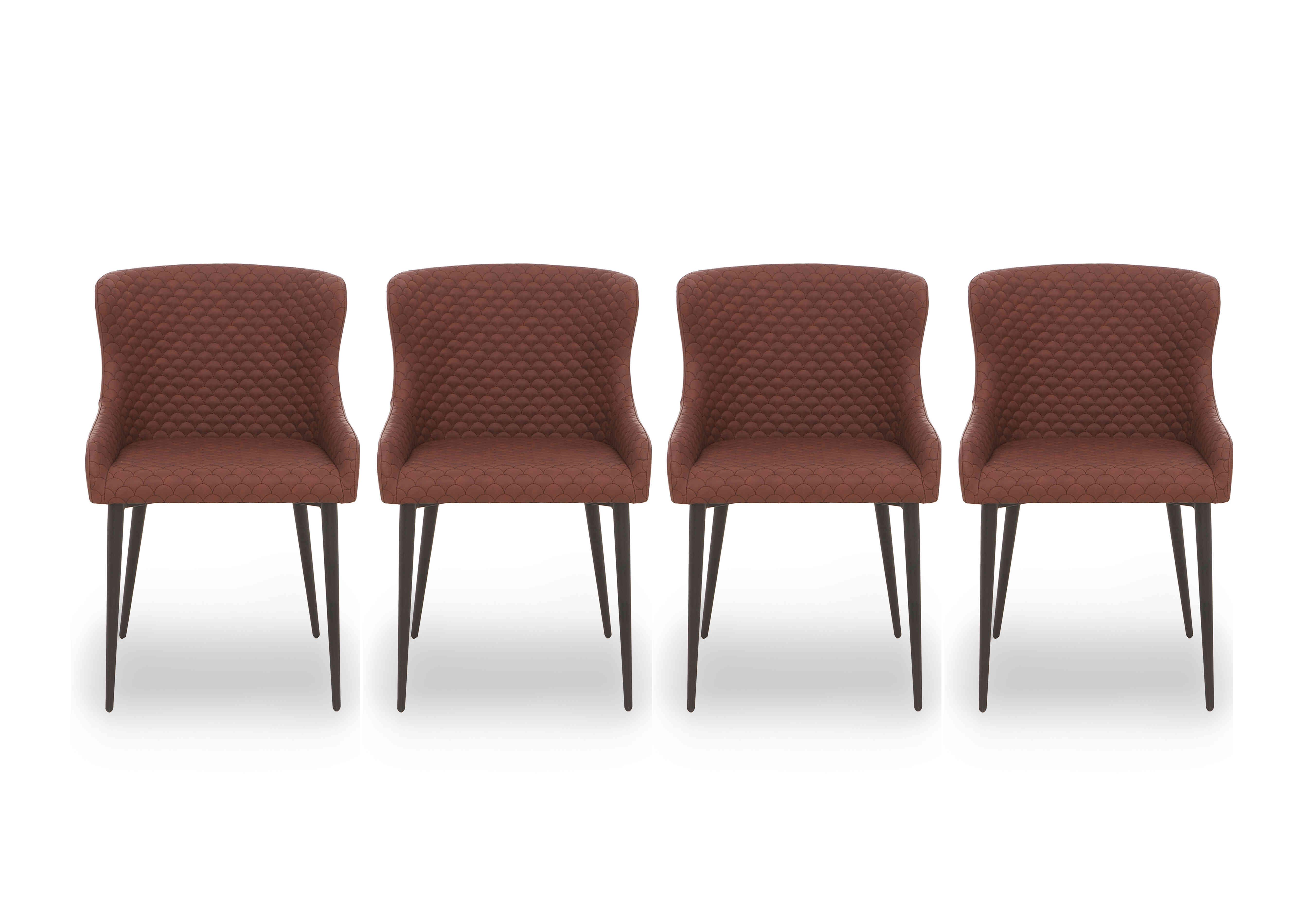 Hanoi Set of 4 Faux Leather Dining Chairs in Tan on Furniture Village