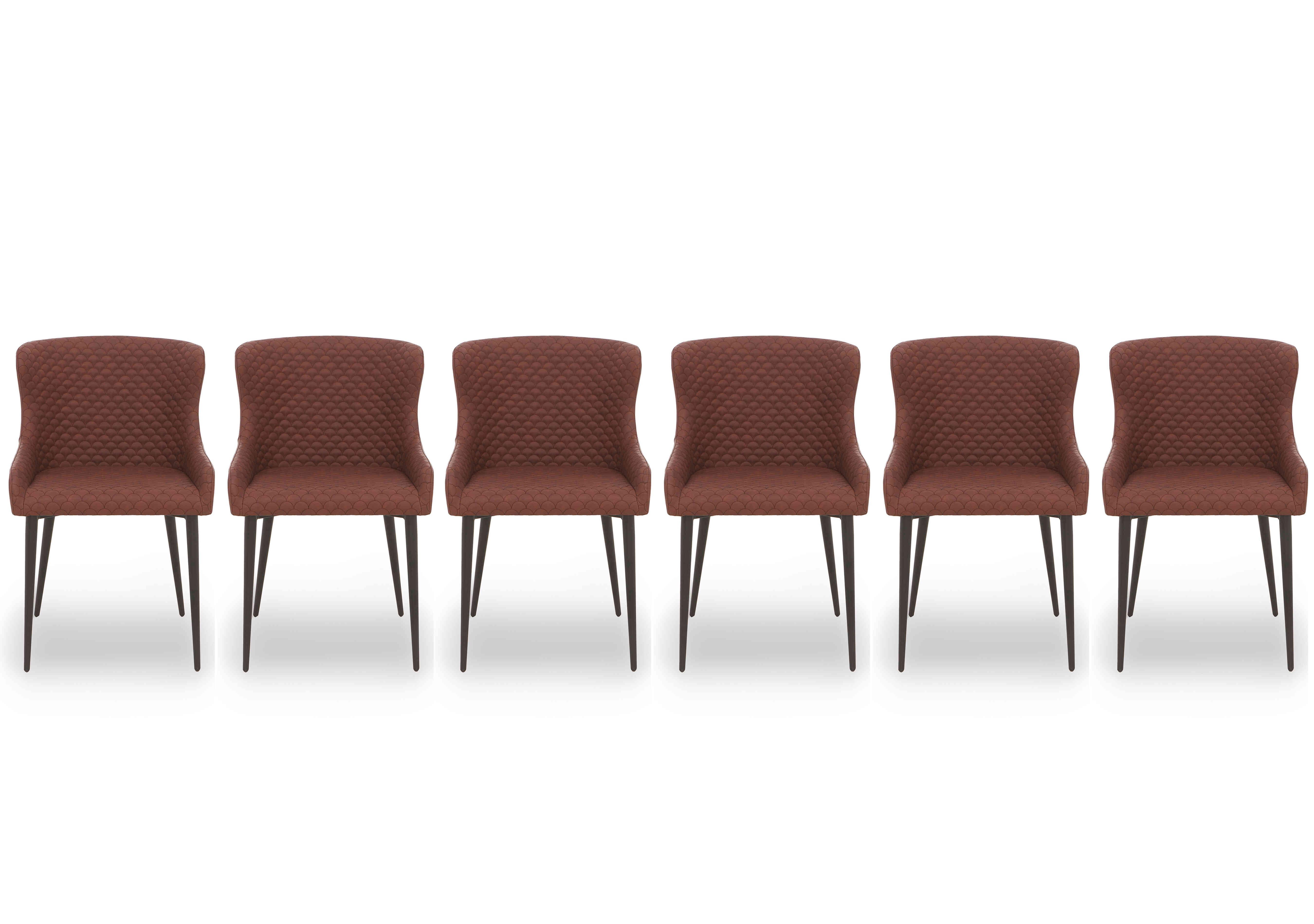 Hanoi Set of 6 Faux Leather Dining Chairs in Tan on Furniture Village