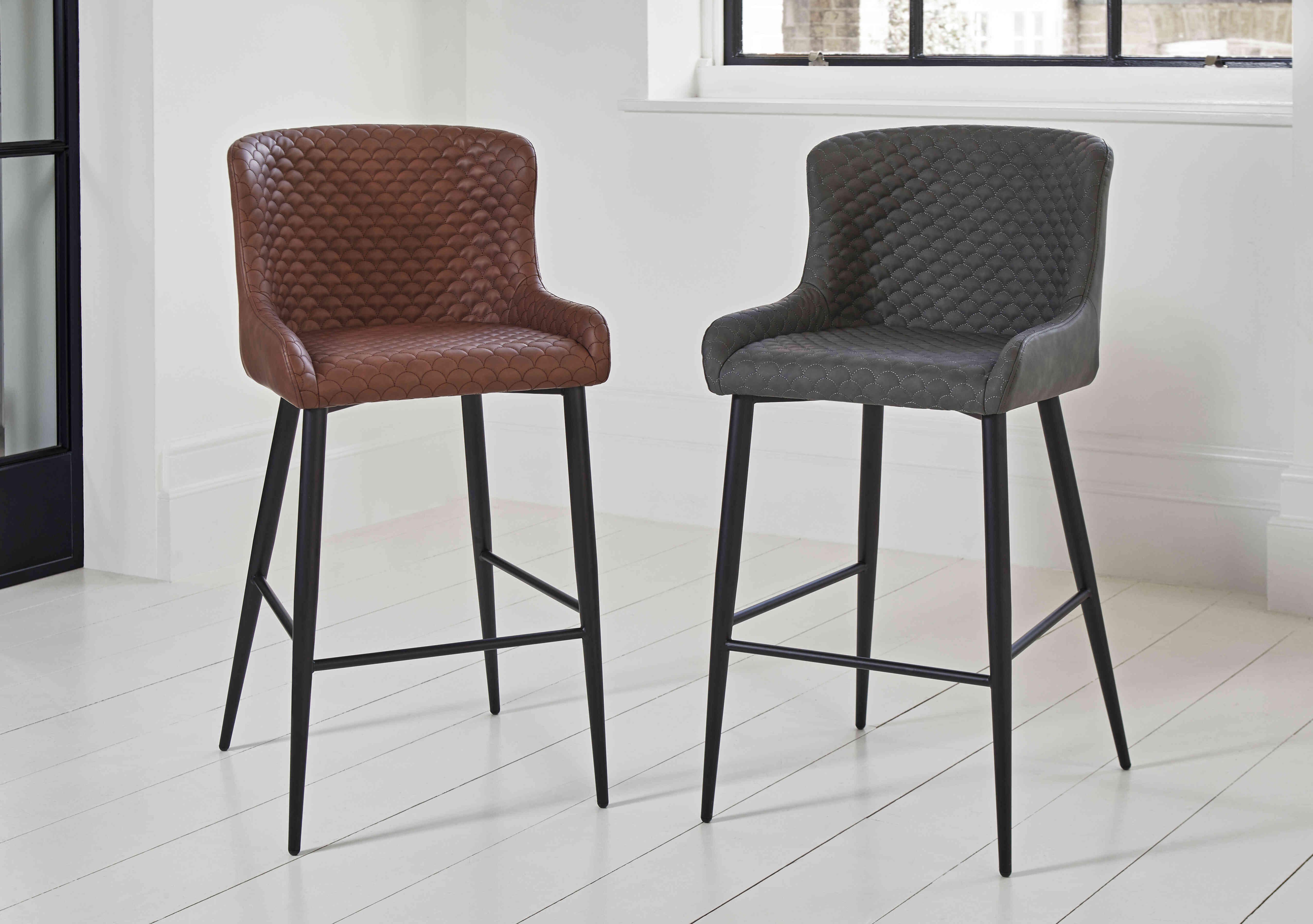 Hanoi Pair of Faux Leather Bar Stools in  on Furniture Village