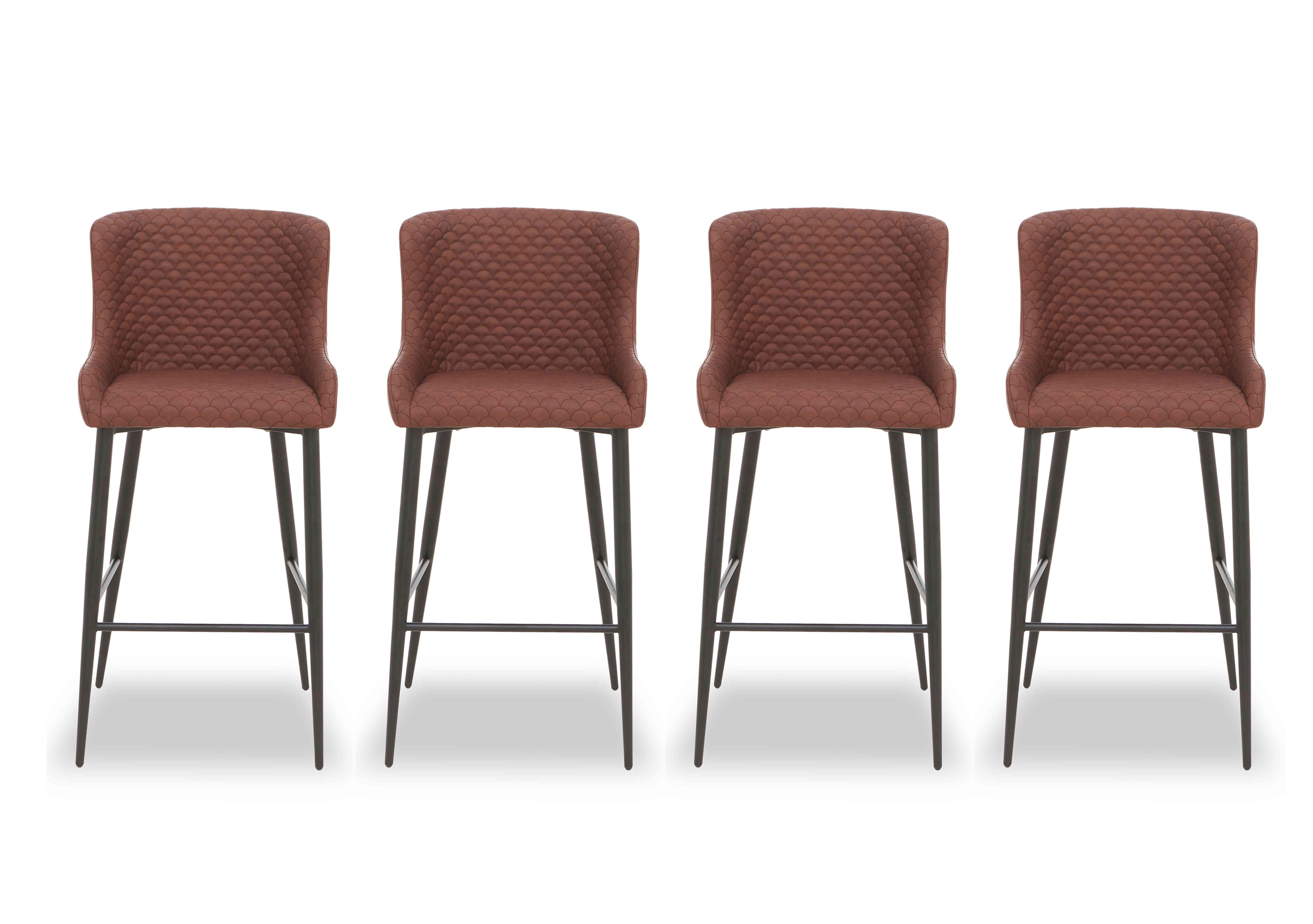 Hanoi Set of 4 Faux Leather Bar Stools in Tan on Furniture Village