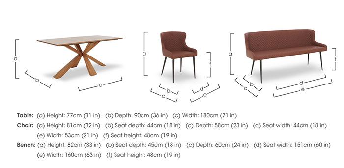 Hanoi Fixed Table with Wooden Base and 3 Faux Leather Dining Chairs and a Dining Bench in  on Furniture Village
