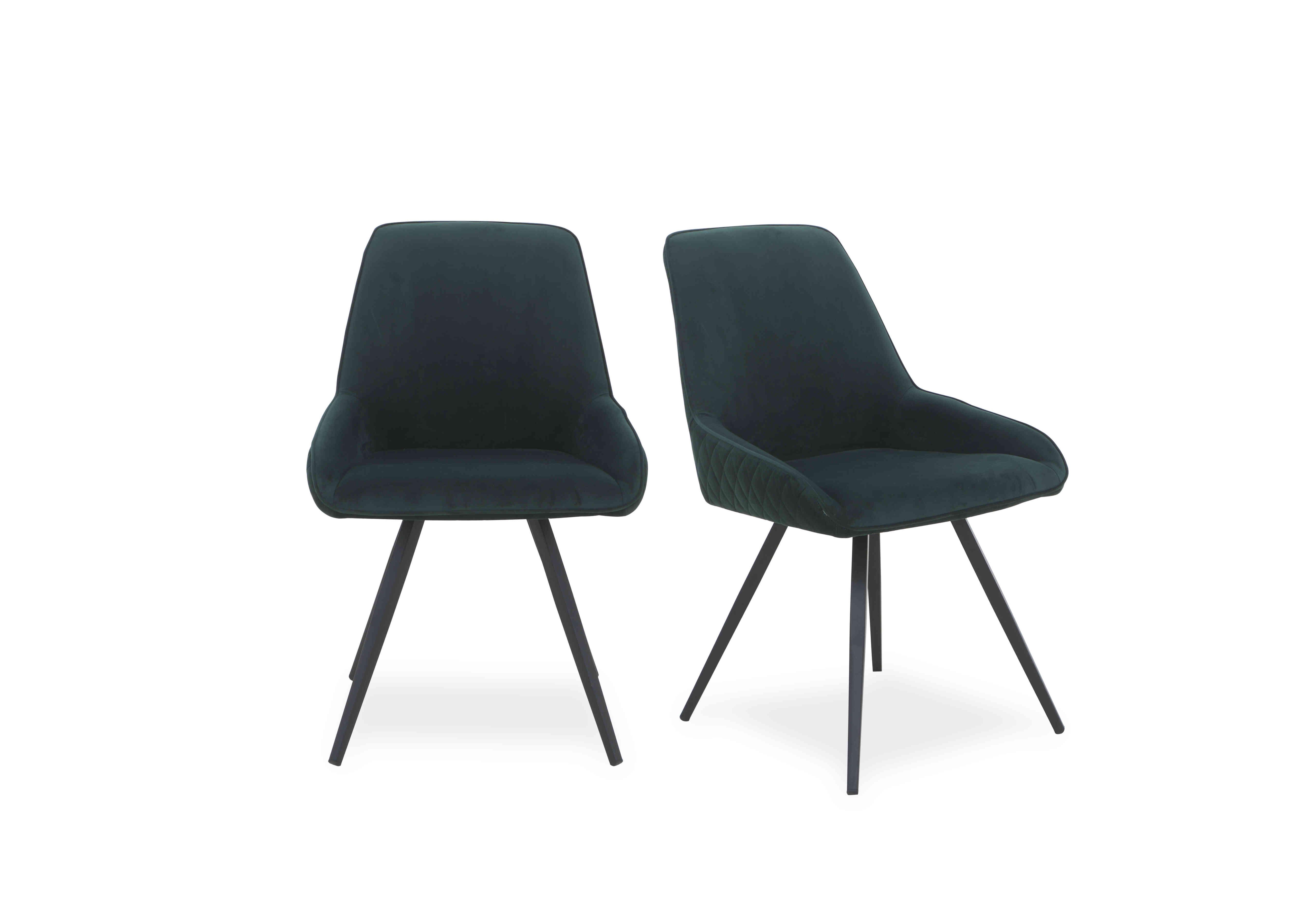 Saigon Pair of Velvet Dining Chairs in Forest Green Velvet on Furniture Village