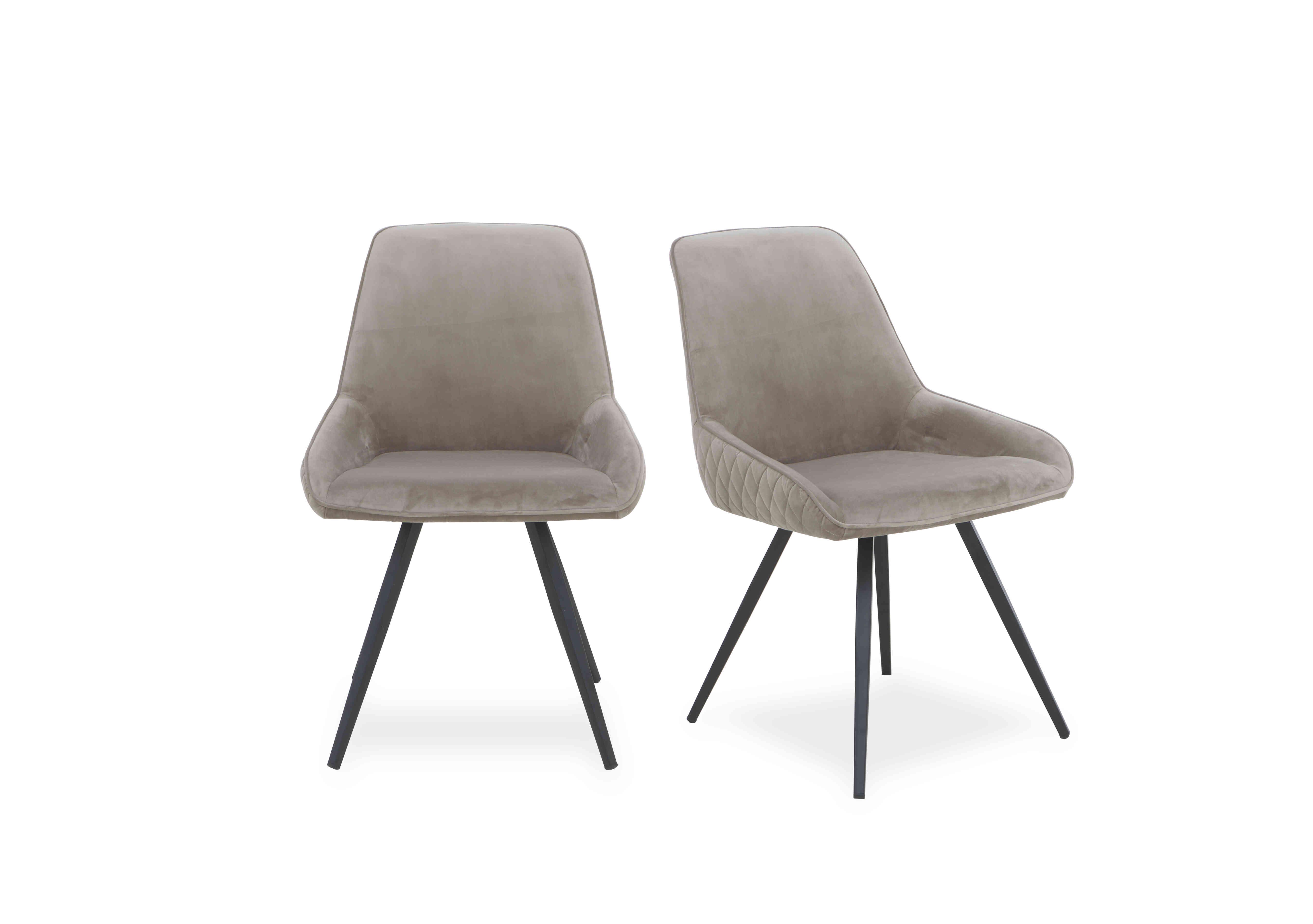 Saigon Pair of Velvet Dining Chairs in Taupe Velvet on Furniture Village