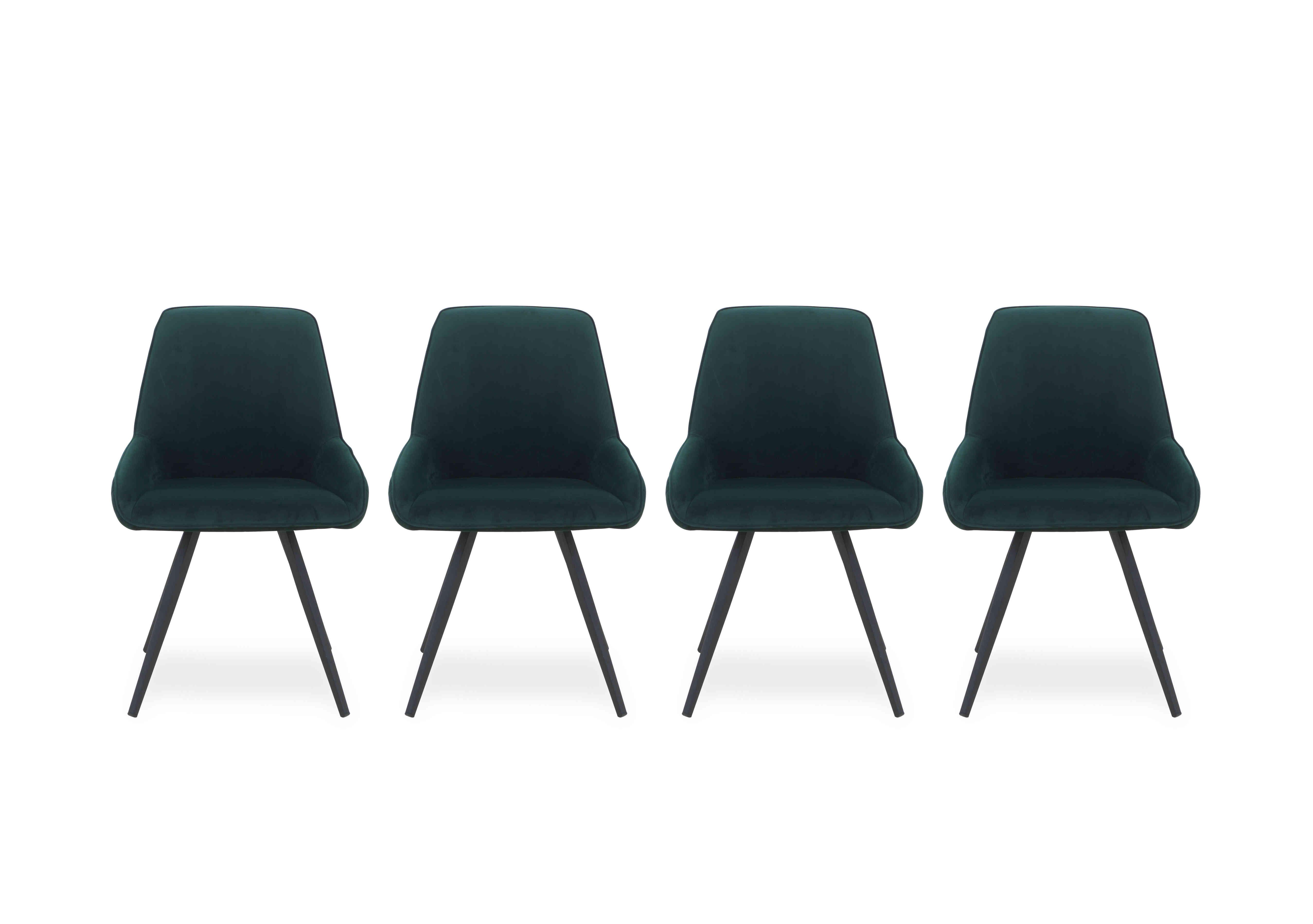 Saigon Set of 4 Velvet Dining Chairs in Forest Green Velvet on Furniture Village