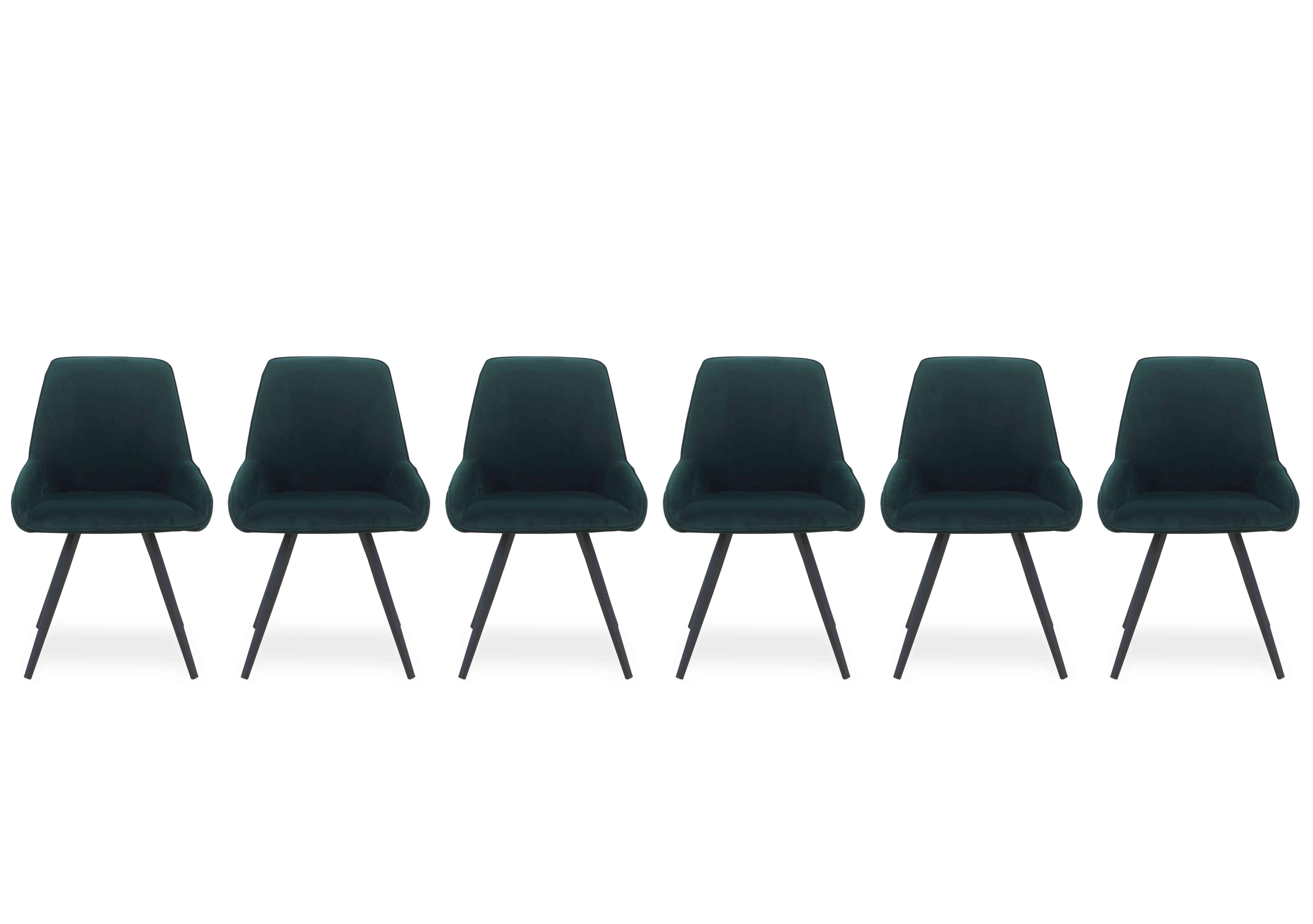 Saigon Set of 6 Velvet Dining Chairs in Forest Green Velvet on Furniture Village