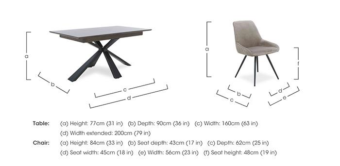 Saigon Extending Table with Metal Base and 4 Velvet Dining Chairs in  on Furniture Village