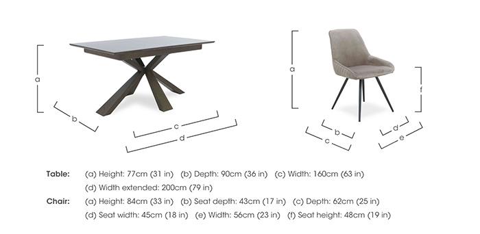 Saigon Extending Table with Wooden Base and 6 Velvet Dining Chairs in  on Furniture Village