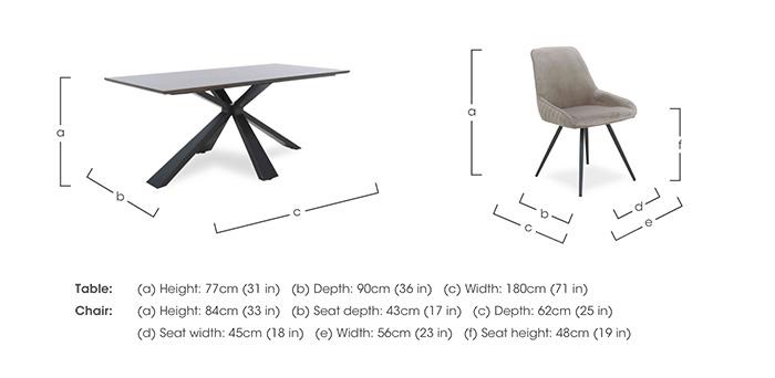 Saigon Fixed Table with Metal Base and 4 Velvet Dining Chairs in  on Furniture Village