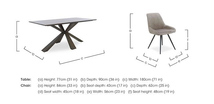 Saigon Fixed Table with Wooden Base and 6 Velvet Dining Chairs in  on Furniture Village