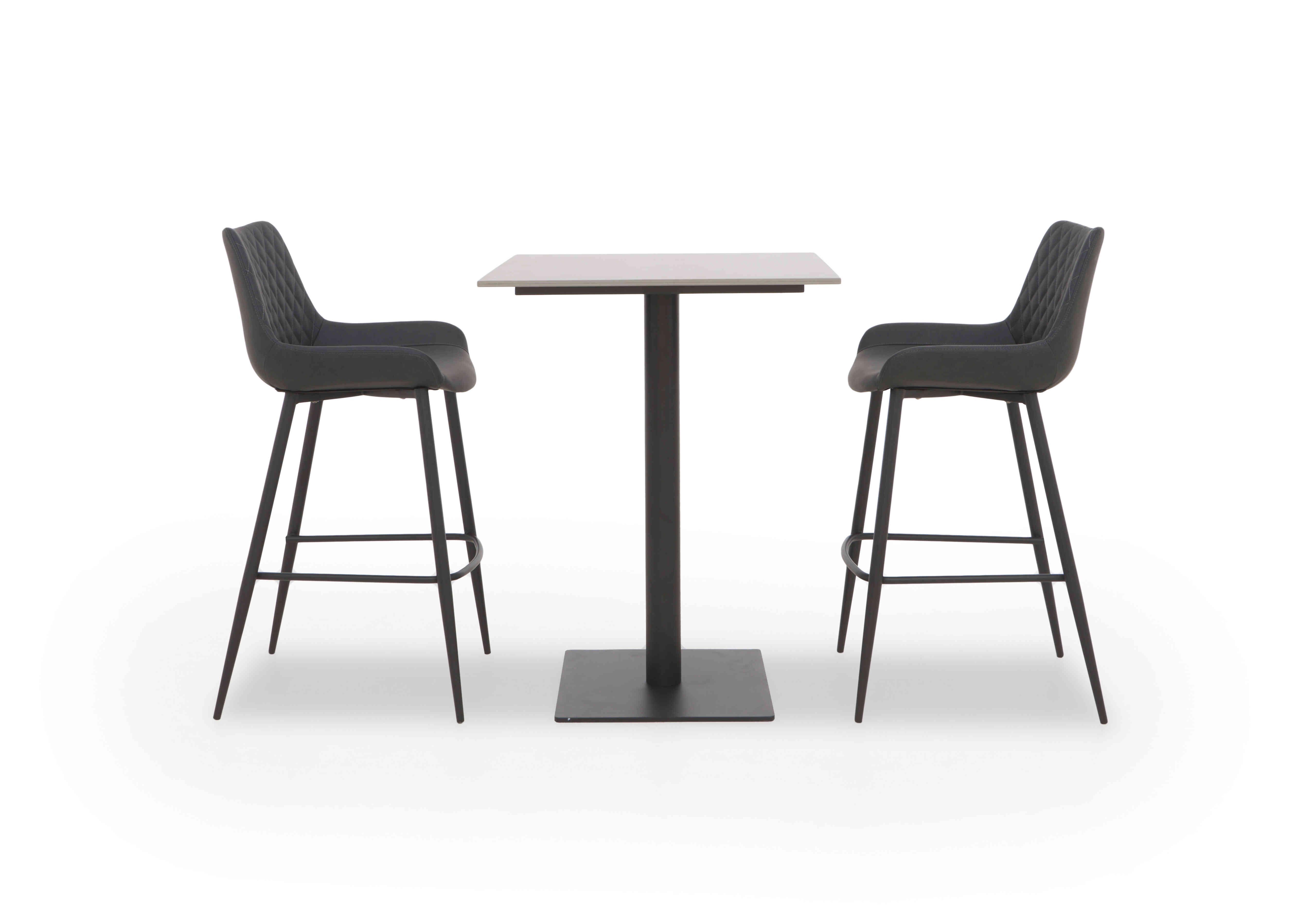 Ion Bar Table with 2 Faux Leather Bar Stools in Dark Grey on Furniture Village