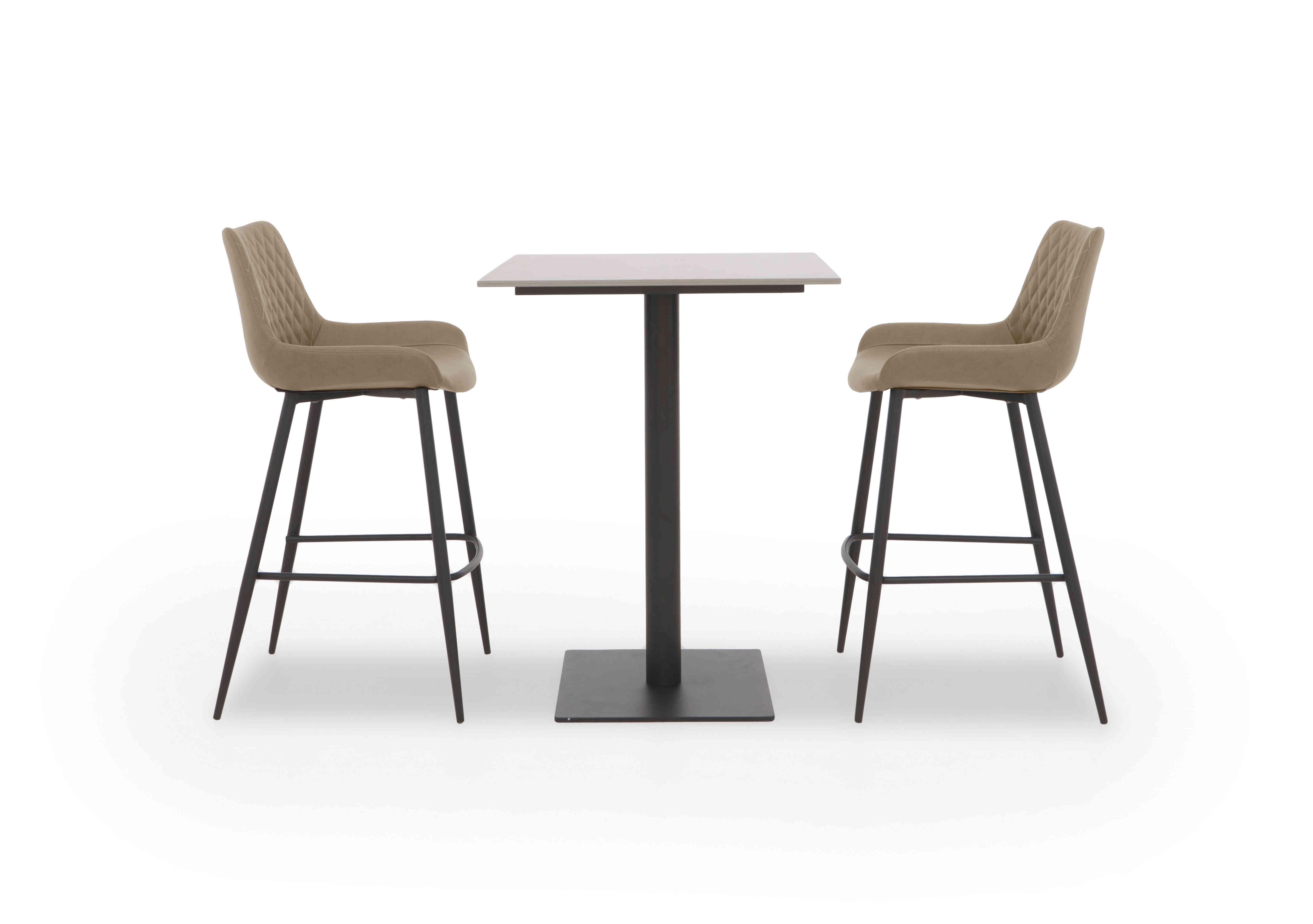 Ion Bar Table with 2 Faux Leather Bar Stools in Light Brown on Furniture Village