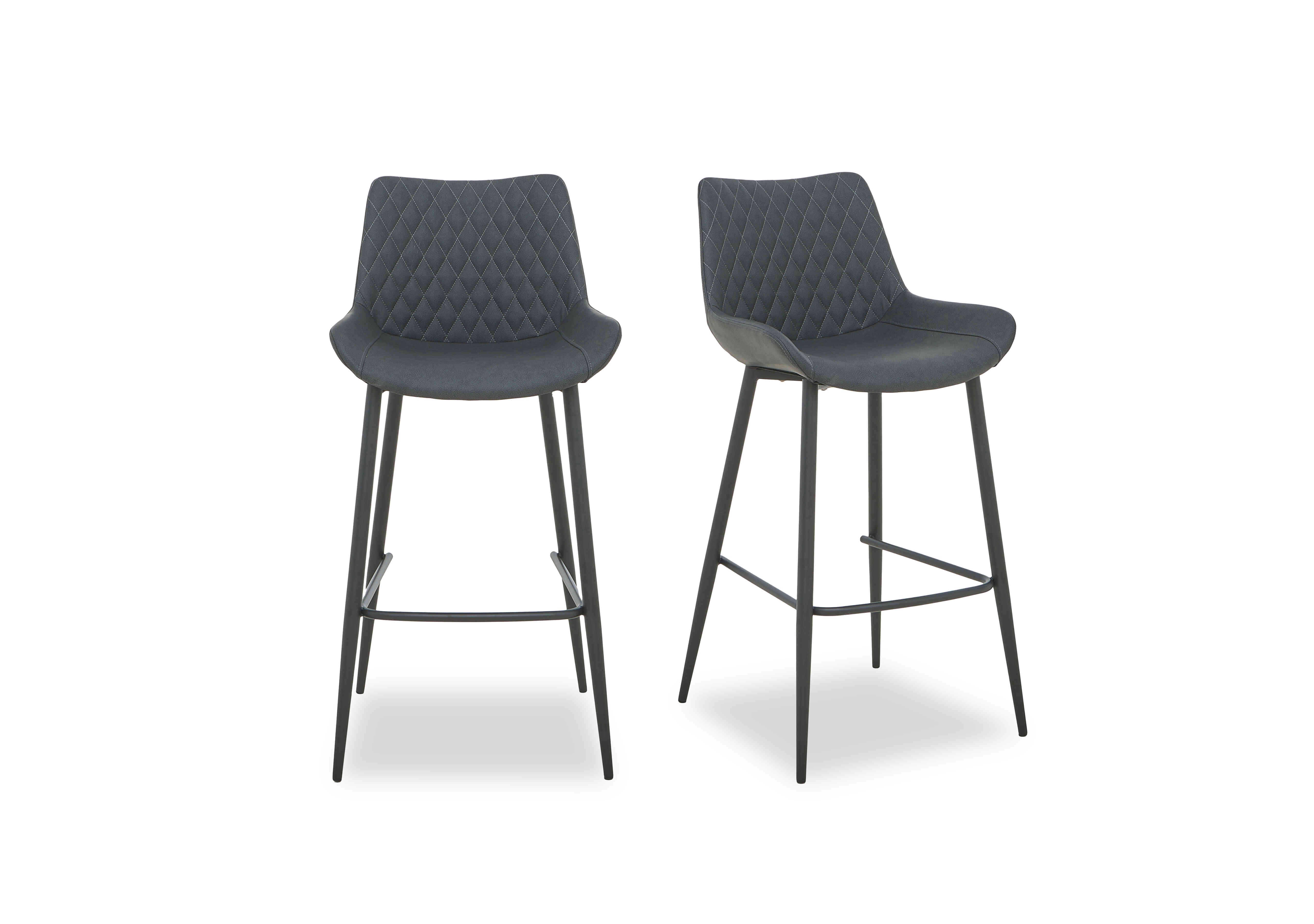 Ion Pair of Faux Leather Bar Stools in Dark Grey on Furniture Village
