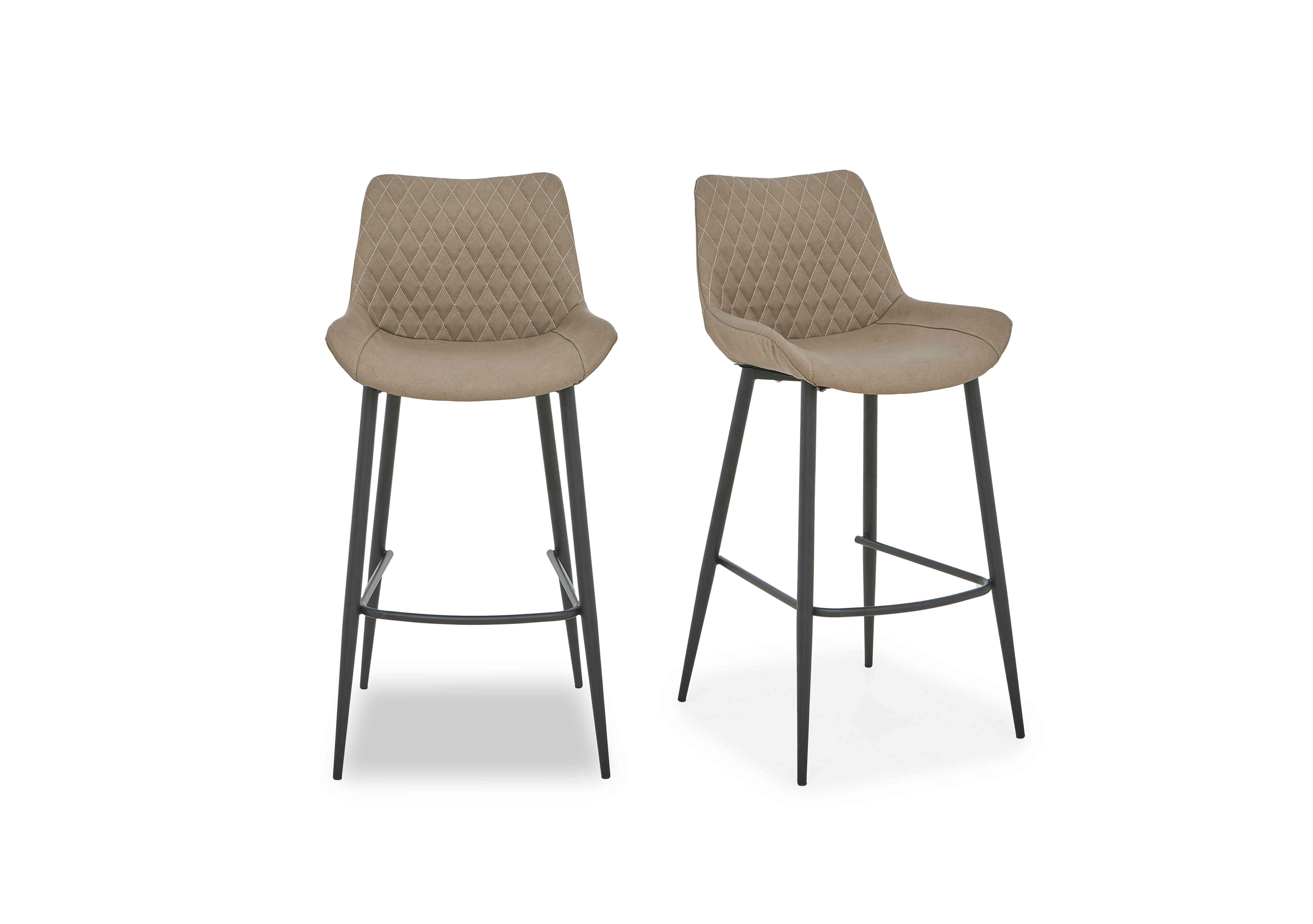 Ion Pair of Faux Leather Bar Stools in Light Brown on Furniture Village
