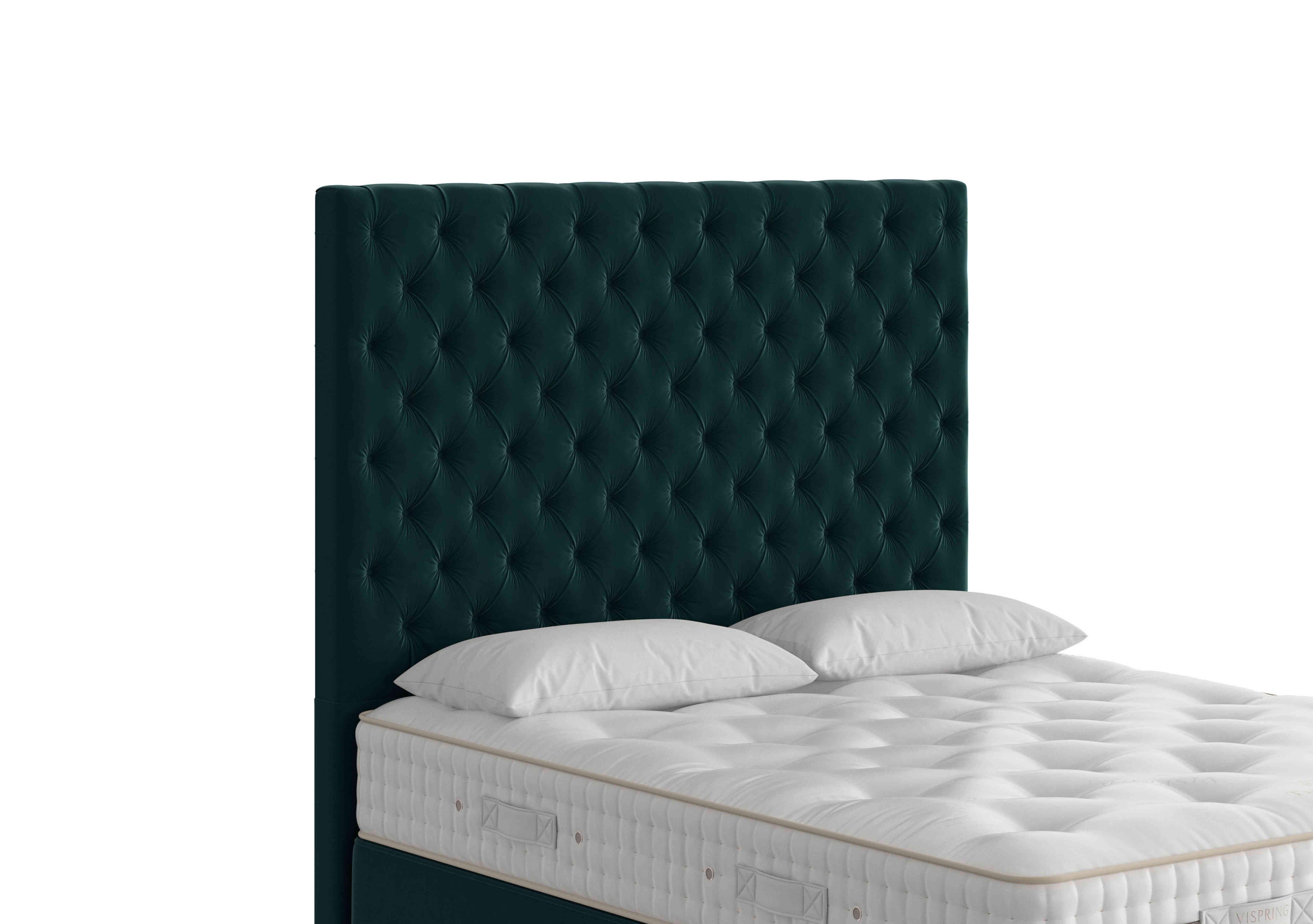Aldo Floor Standing Headboard in Tick-2154 Plush Bottle Green on Furniture Village