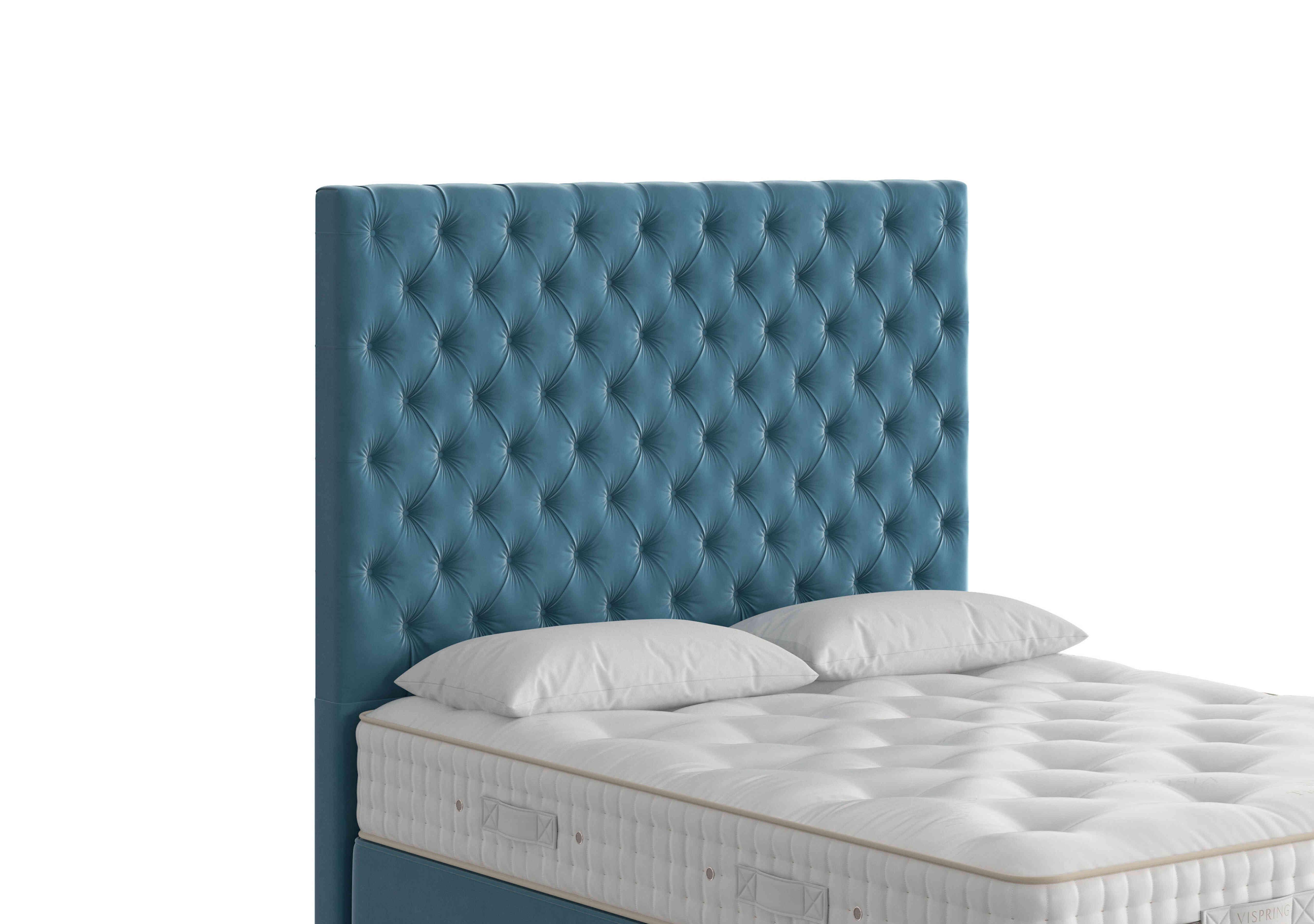 Aldo Floor Standing Headboard in Tick-4042 Plush Velvet Ii Teal on Furniture Village