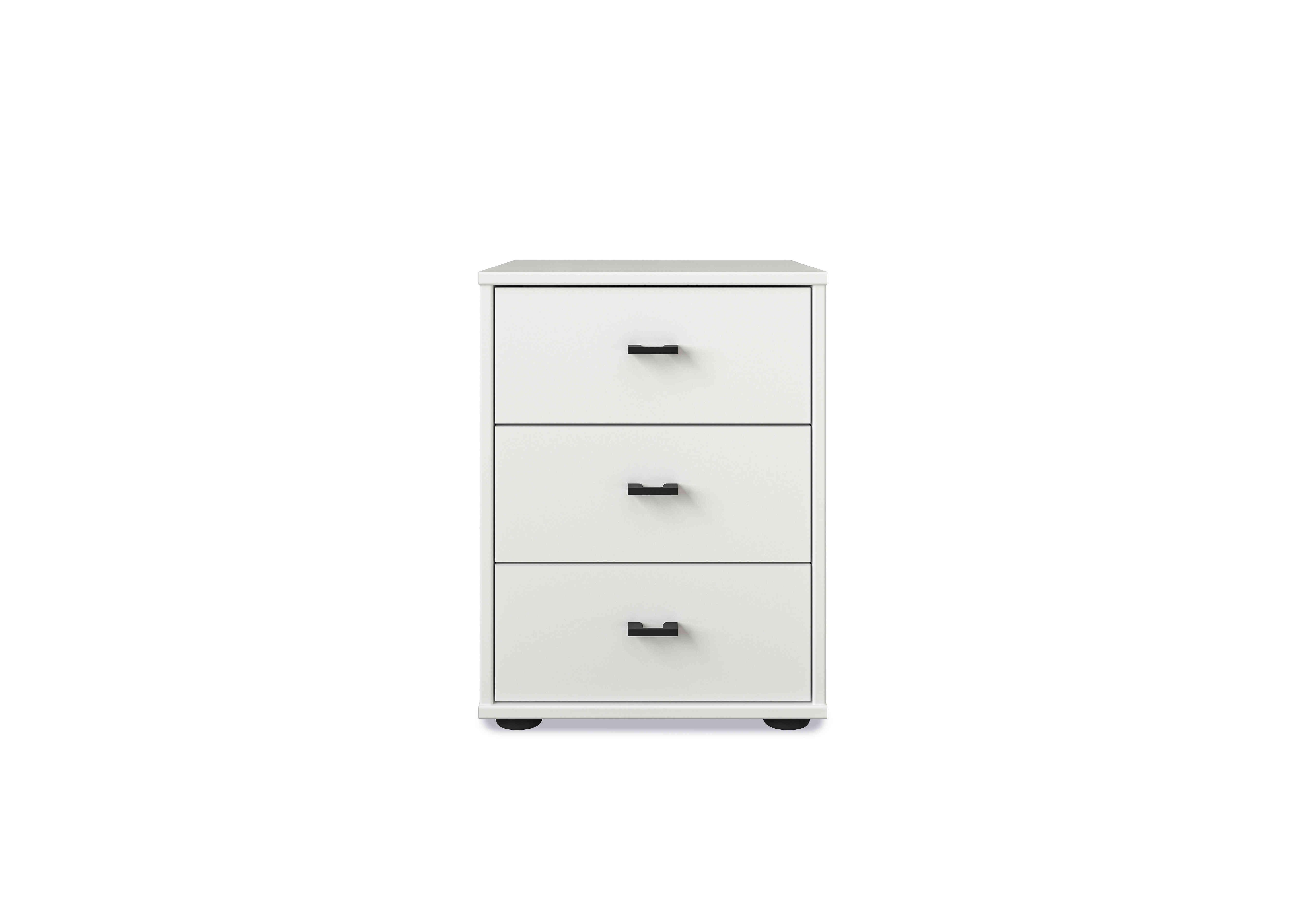 Dallas 40cm 3 Drawer Bedside Cabinet in Matt White on Furniture Village