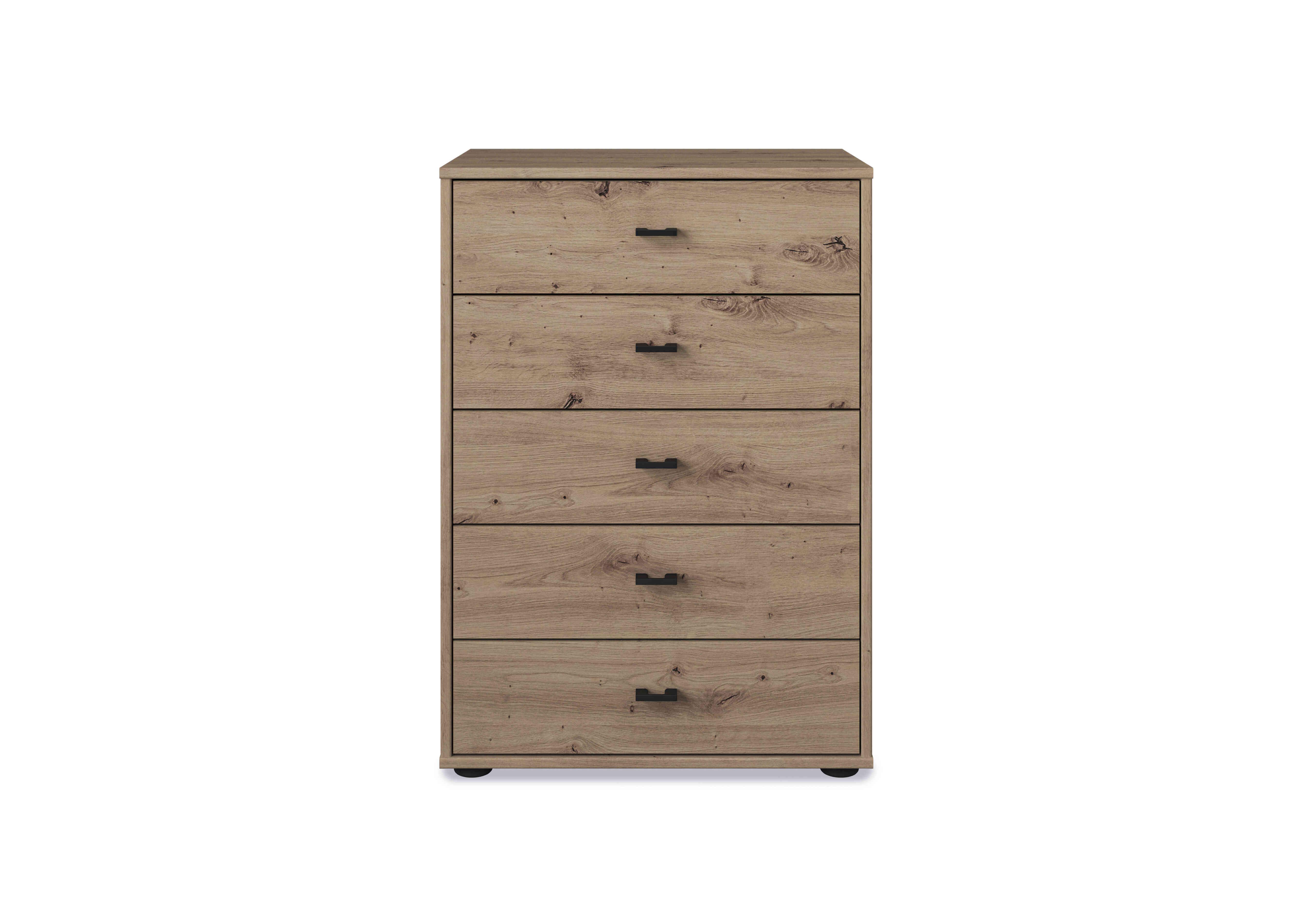 Dallas 60cm 5 Drawer Chest in Bianco Oak on Furniture Village