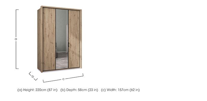 Dallas 157cm 3 Door Hinged Wardrobe with Mirror Door in  on Furniture Village