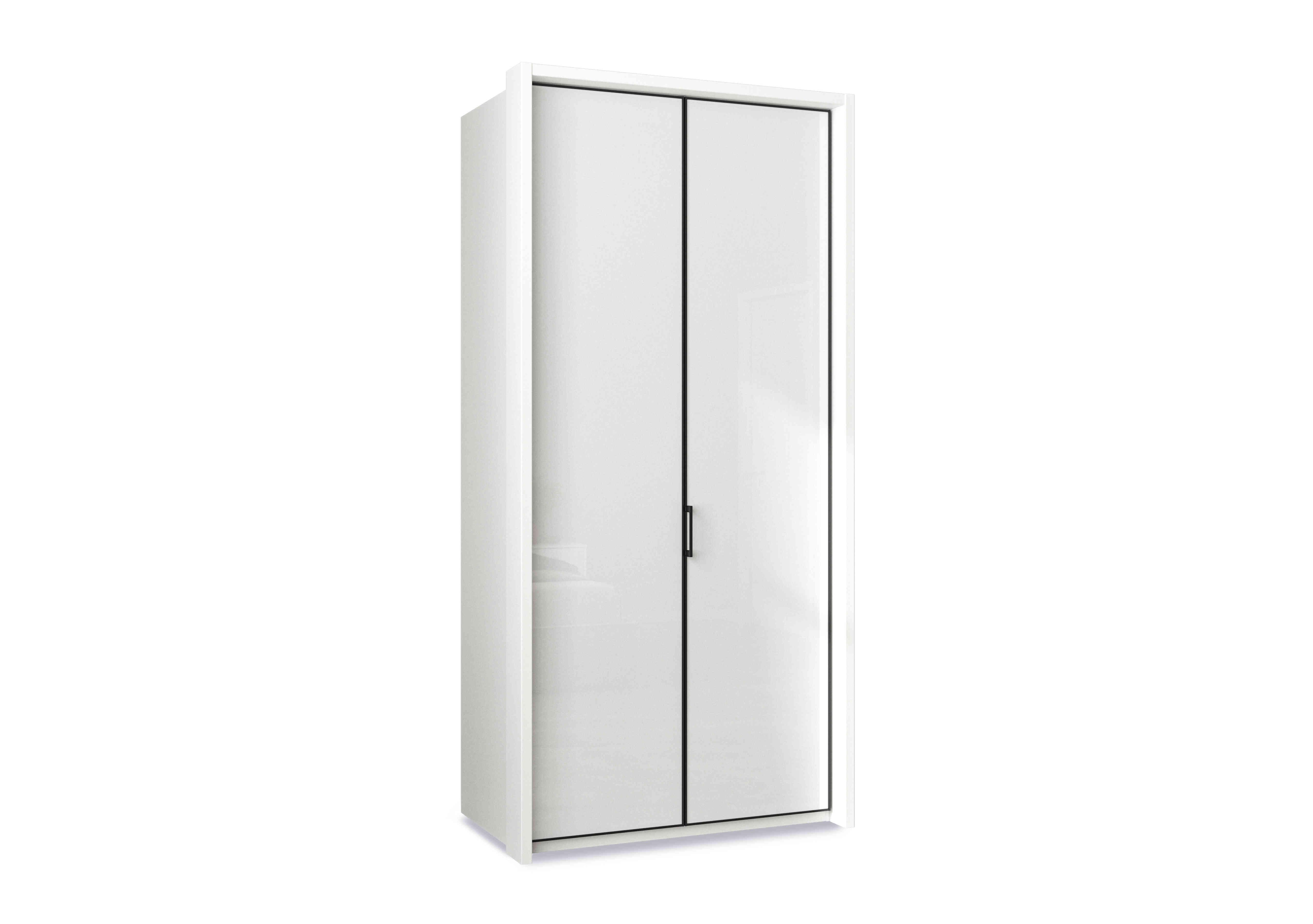 Dallas 107cm 2 Door Hinged Glass Wardrobe in Matt White on Furniture Village