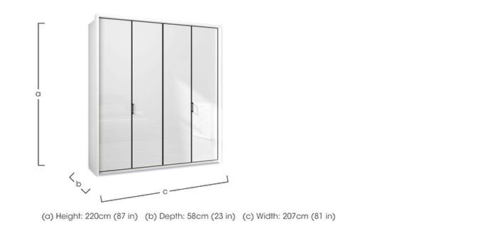 Dallas 207cm 4 Door Hinged Glass Wardrobe in  on Furniture Village