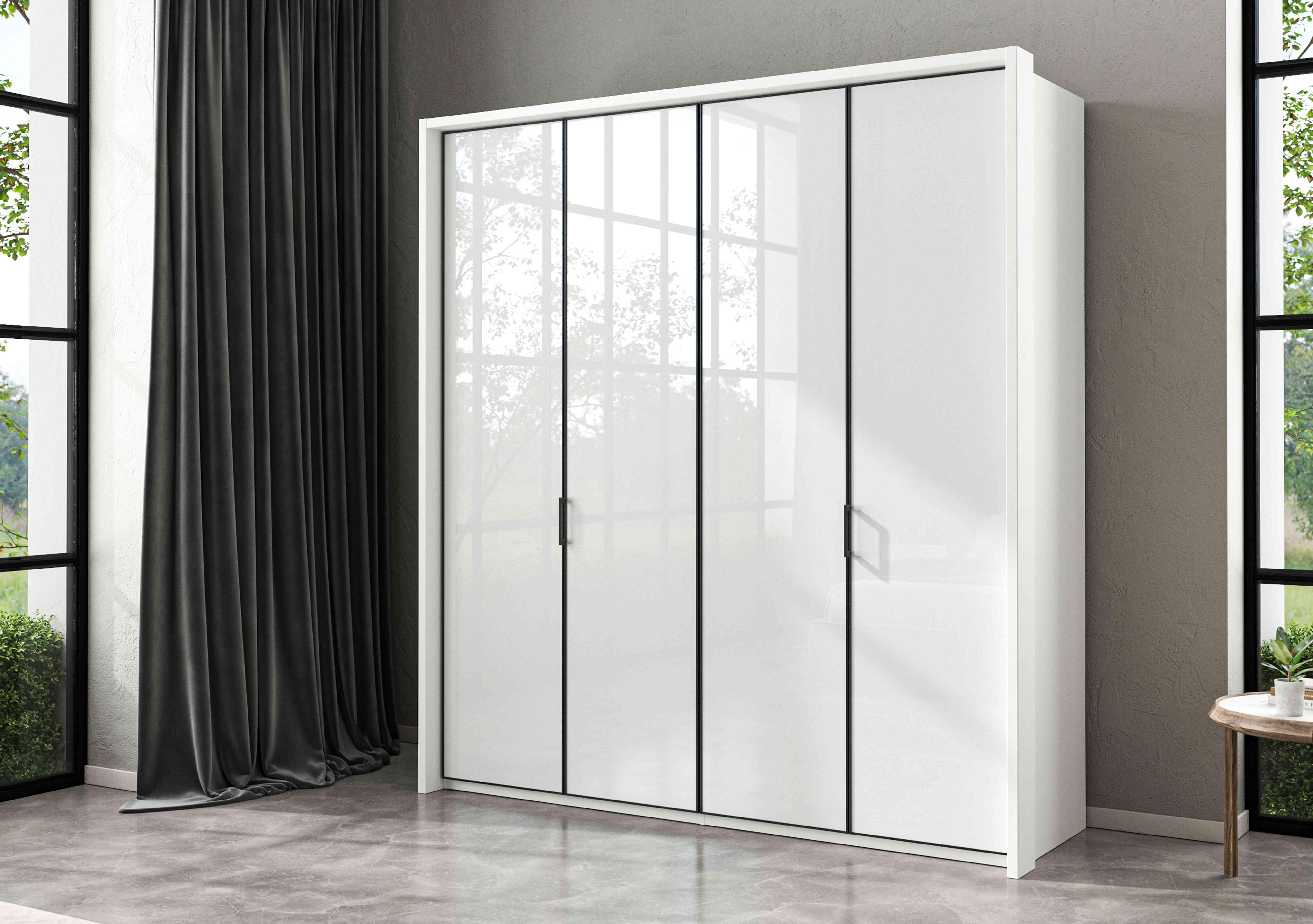Dallas 207cm 4 Door Hinged Glass Wardrobe in  on Furniture Village