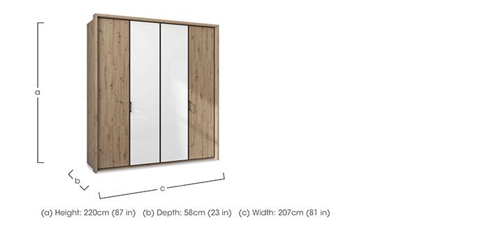 Dallas 207cm 4 Door Hinged Wardrobe with 2 Glass Doors in  on Furniture Village