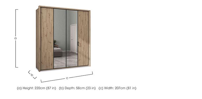 Dallas 207cm 4 Door Hinged Wardrobe with 2 Mirror Doors in  on Furniture Village