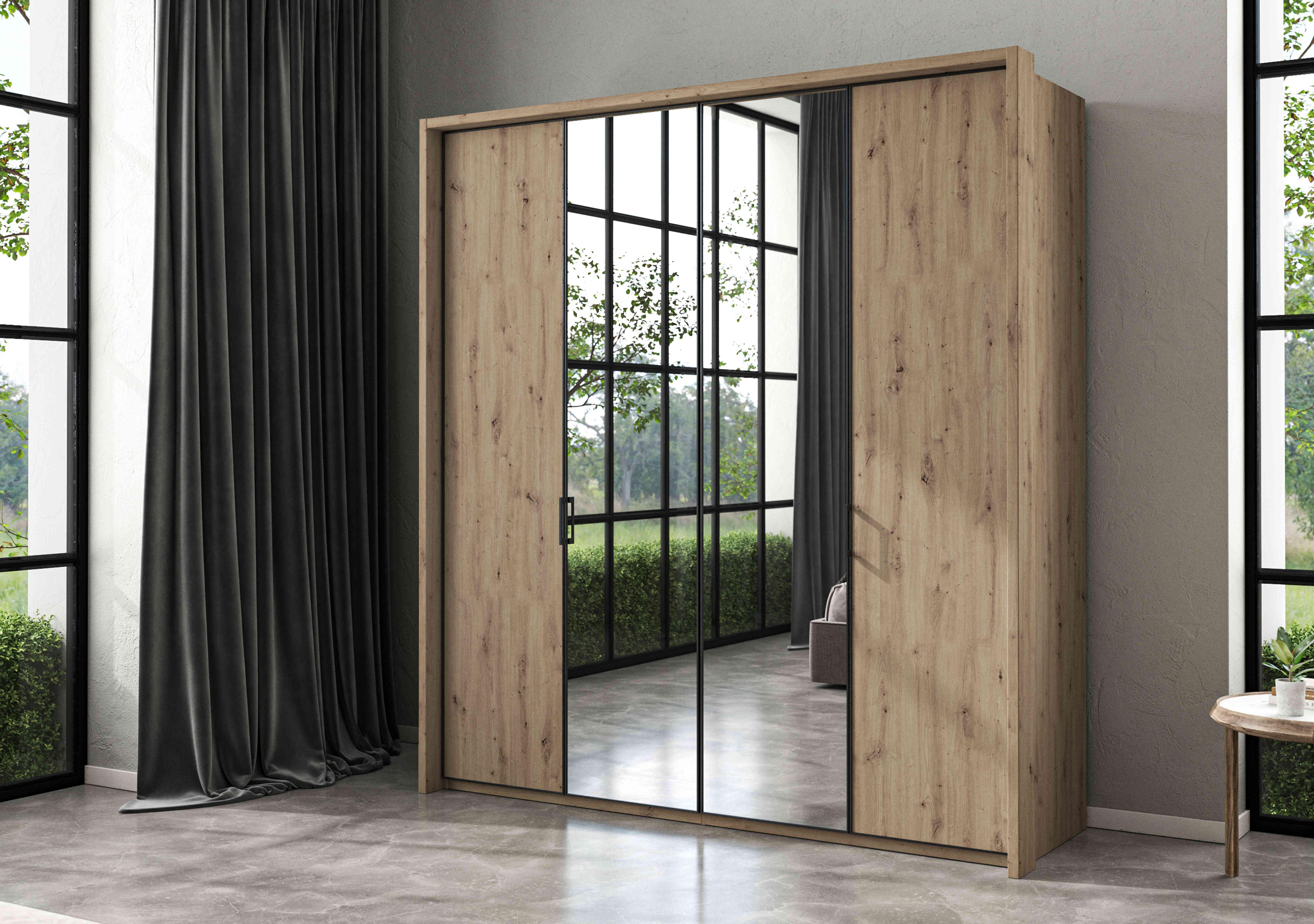 Dallas 207cm 4 Door Hinged Wardrobe with 2 Mirror Doors in  on Furniture Village