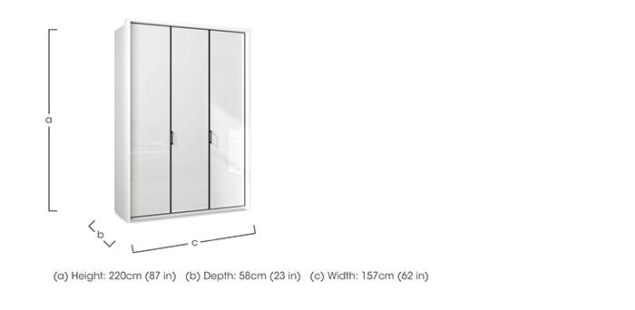 Dallas 157cm 3 Door Hinged Glass Wardrobe in  on Furniture Village