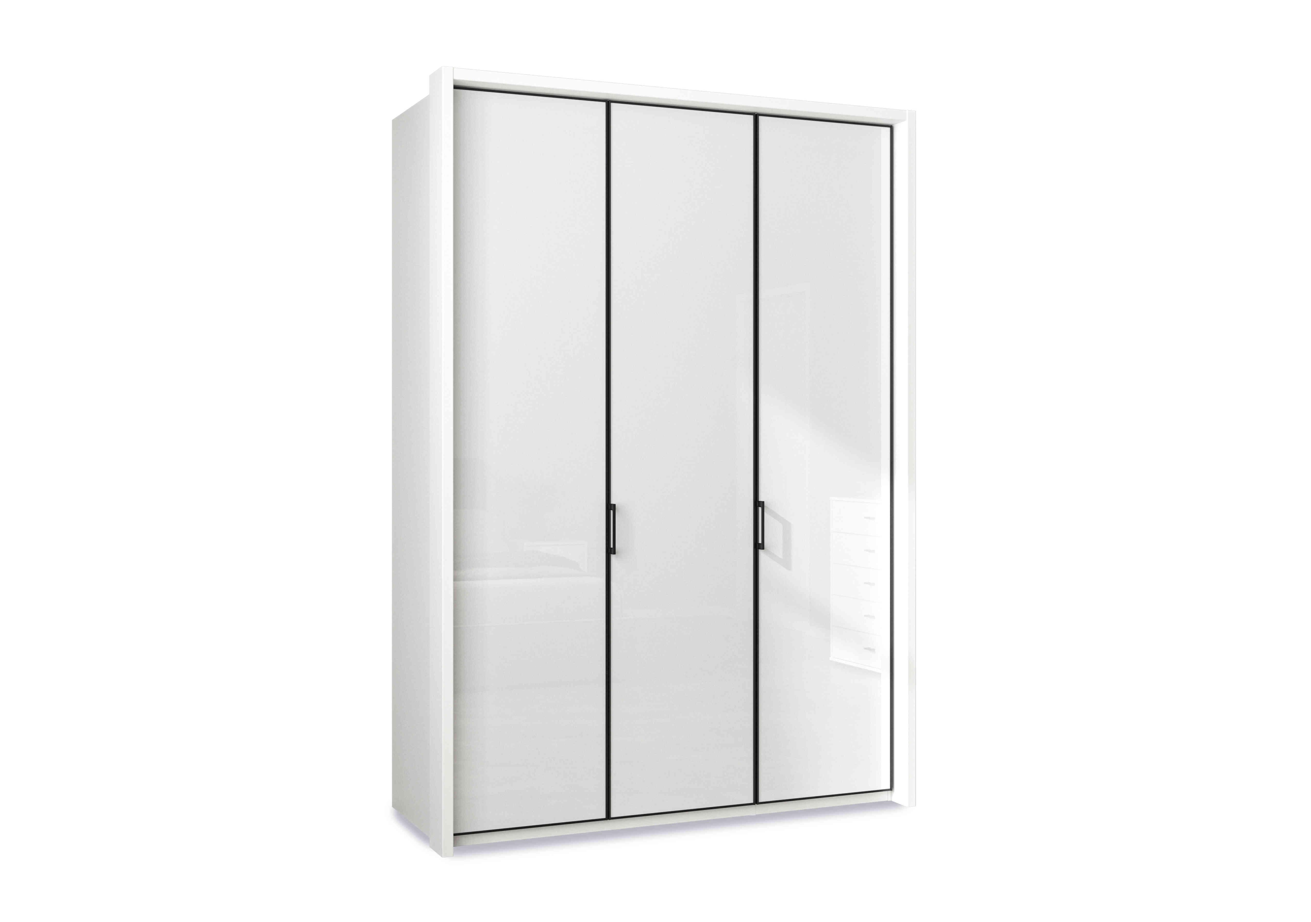 Dallas 157cm 3 Door Hinged Glass Wardrobe in Matt White on Furniture Village