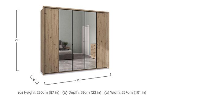 Dallas 257cm 5 Door Hinged Wardrobe with 3 Mirrors Doors in  on Furniture Village