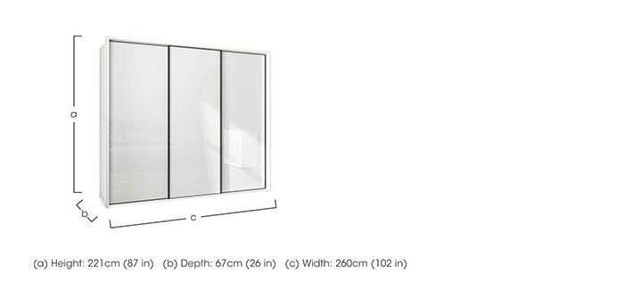 Dallas 260cm 3 Door Sliding Glass Wardrobe in  on Furniture Village