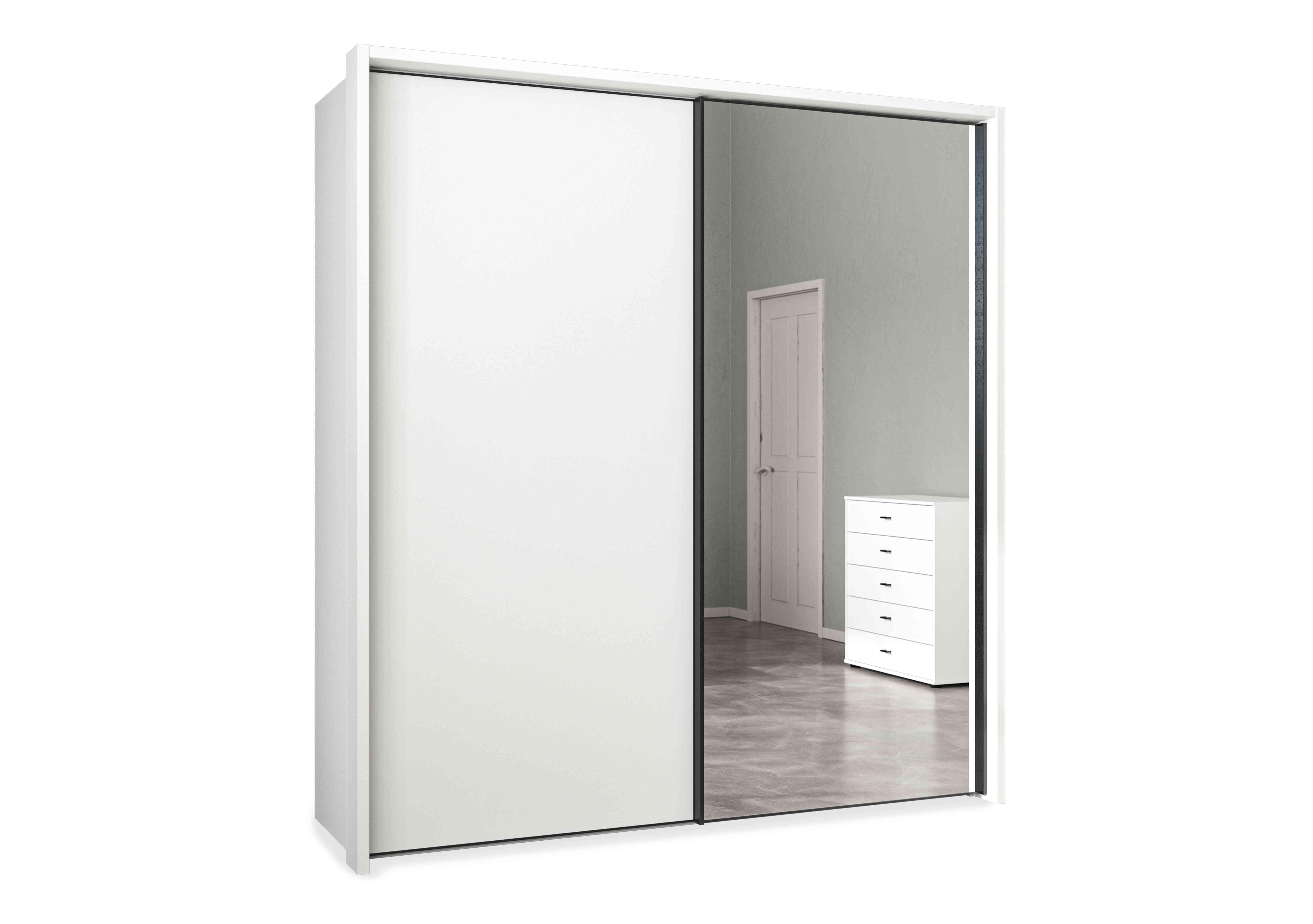 Dallas 210cm 2 Door Sliding Wardrobe with Mirror Door in Matt White on Furniture Village