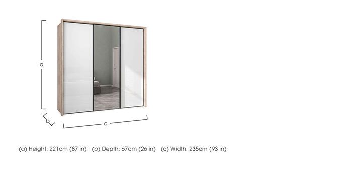 Dallas 235cm 3 Door Sliding Glass Wardrobe with Centre Mirror Door in  on Furniture Village