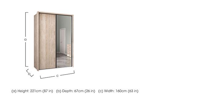 Dallas 160cm 2 Door Sliding Wardrobe with Mirror Door in  on Furniture Village