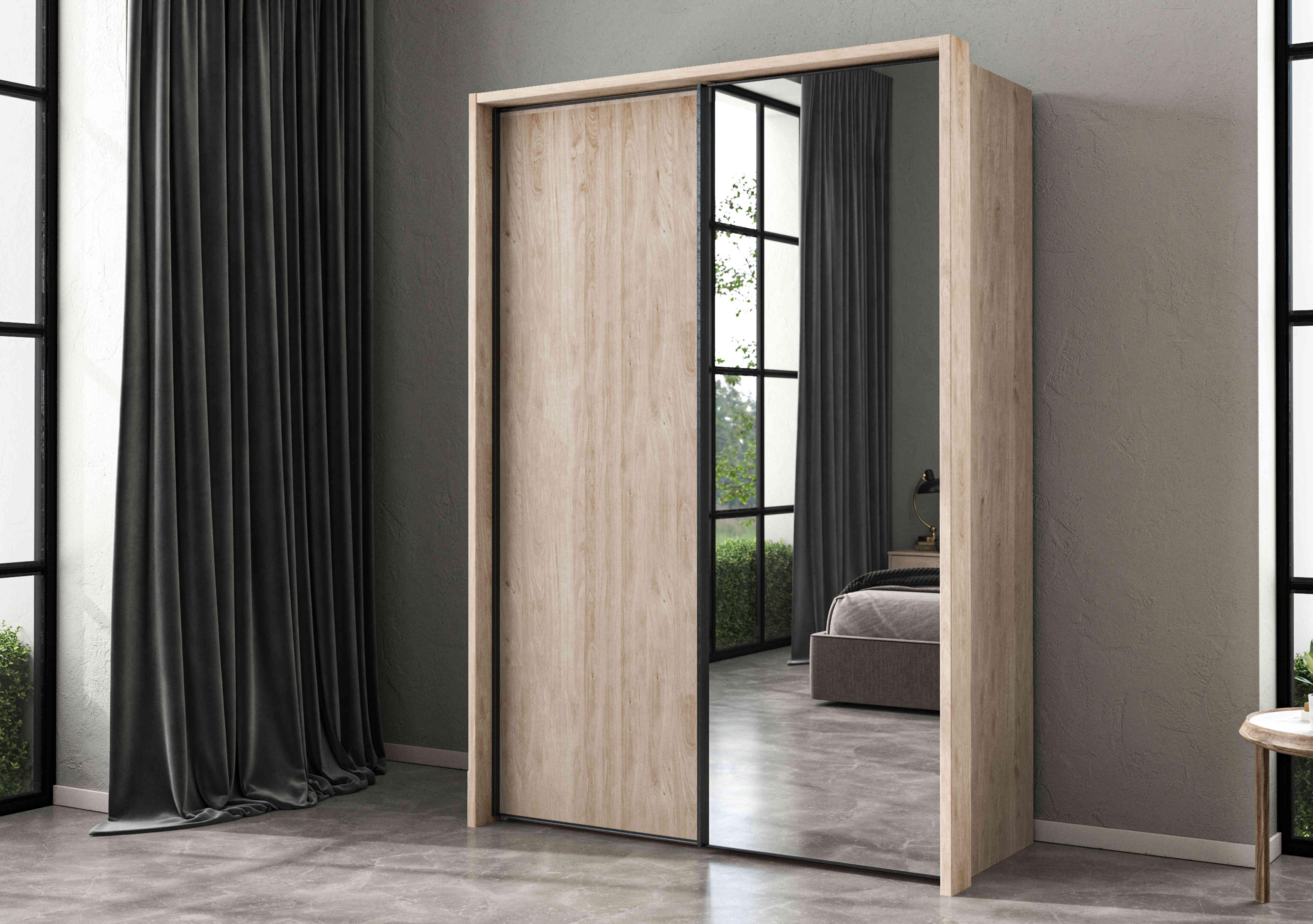 Dallas 160cm 2 Door Sliding Wardrobe with Mirror Door in  on Furniture Village