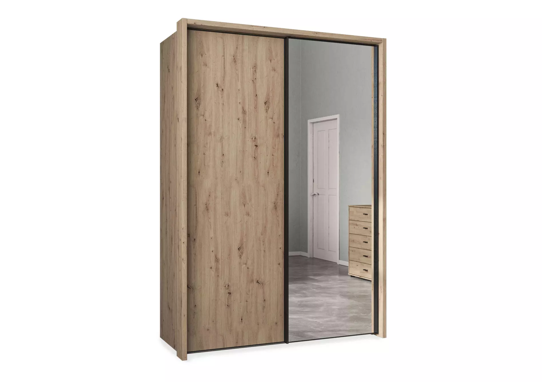 Dallas 160cm 2 Door Sliding Wardrobe with Mirror Door