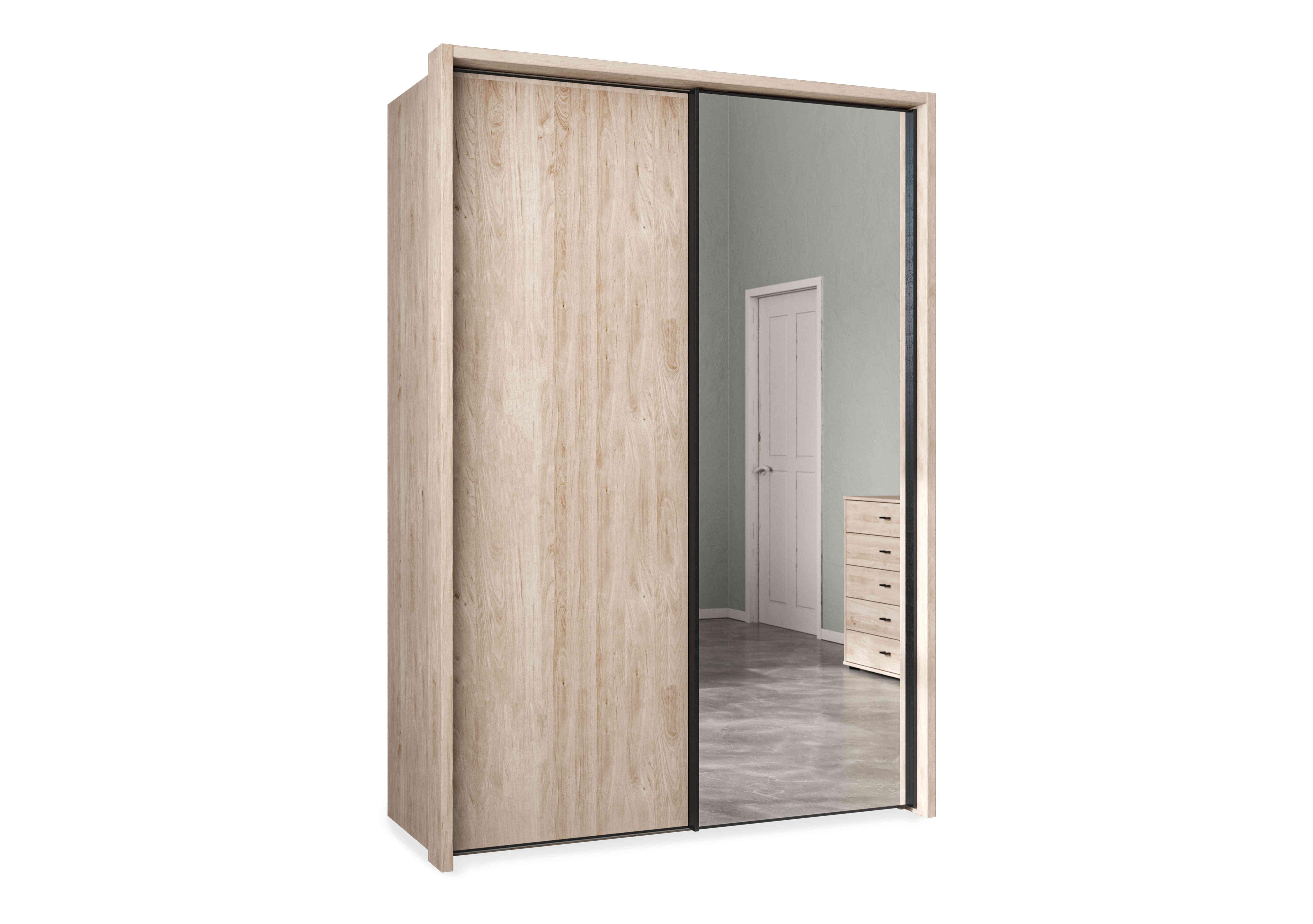 Dallas 160cm 2 Door Sliding Wardrobe with Mirror Door in Holm Oak on Furniture Village