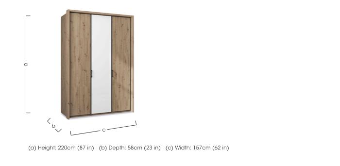 Dallas 157cm 3 Door Hinged Wardrobe with Centre Glass Door in  on Furniture Village