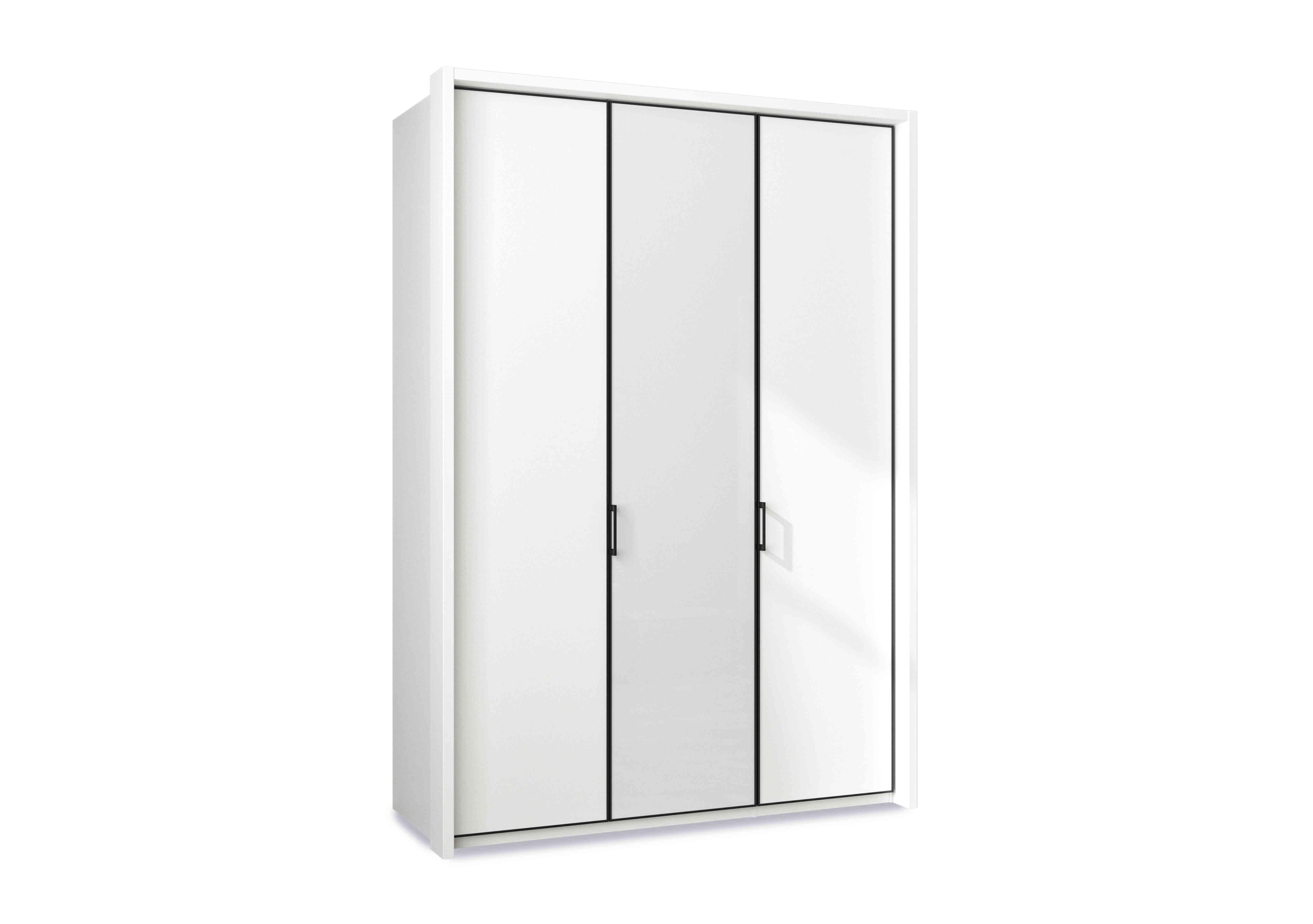 Dallas 157cm 3 Door Hinged Wardrobe with Centre Glass Door in Matt White on Furniture Village