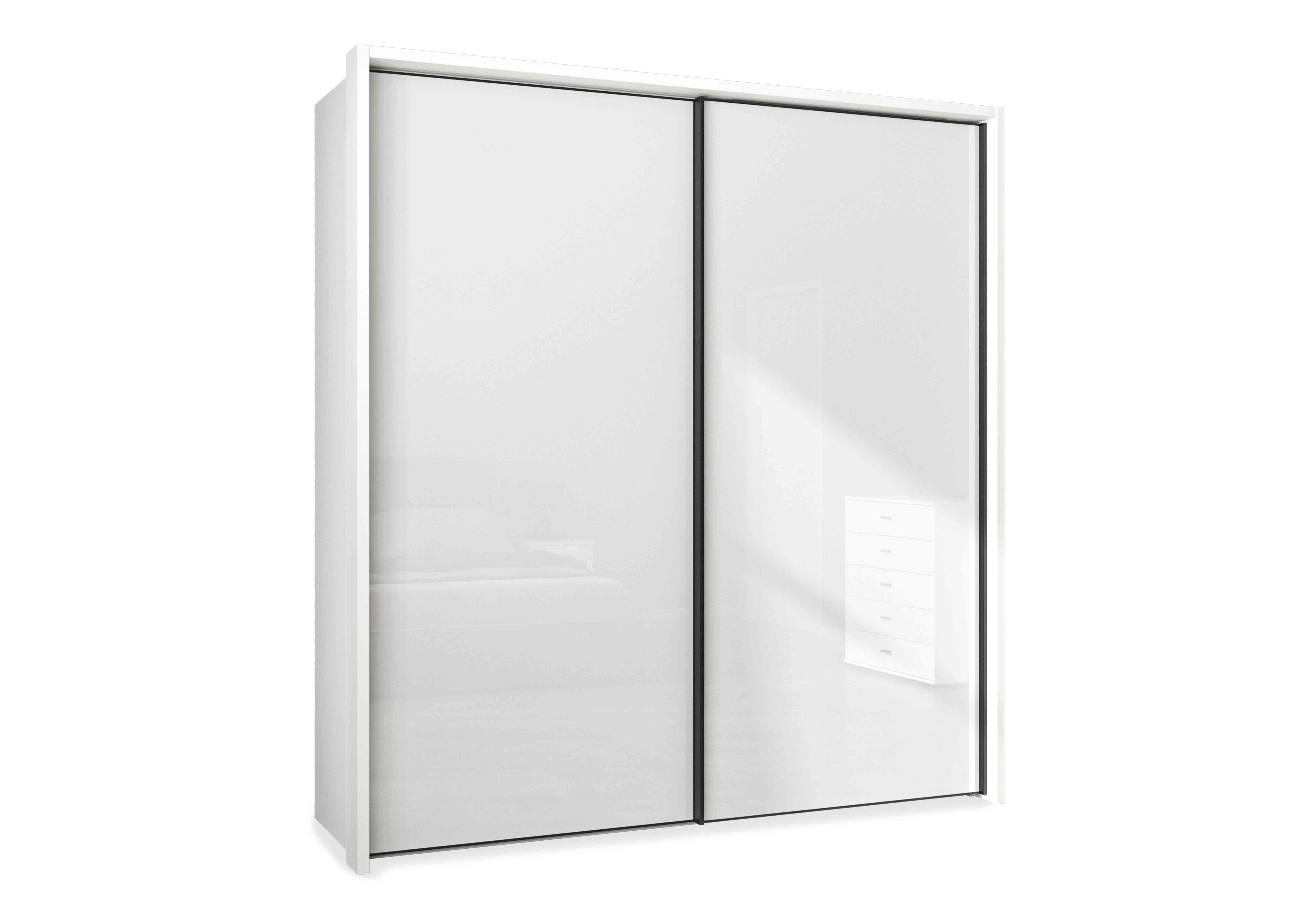 Dallas 210cm 2 Door Sliding Glass Wardrobe in Matt White on Furniture Village