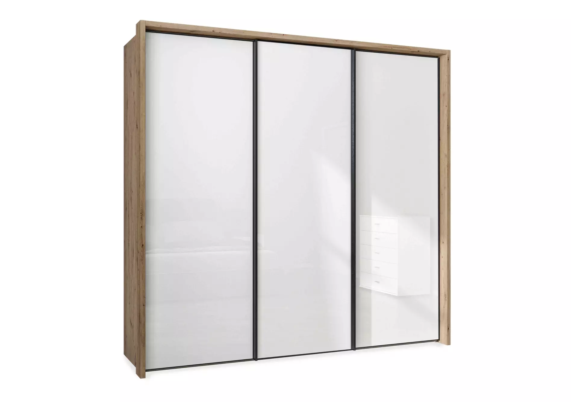 Dallas 235cm 3 Door Sliding Glass Wardrobe