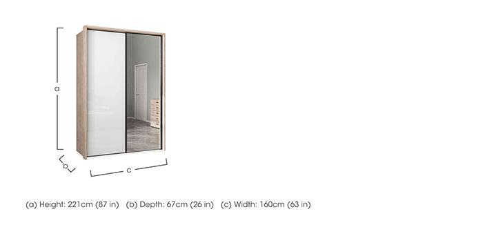 Dallas 160cm 2 Door Sliding Glass Wardrobe with Mirror Door in  on Furniture Village