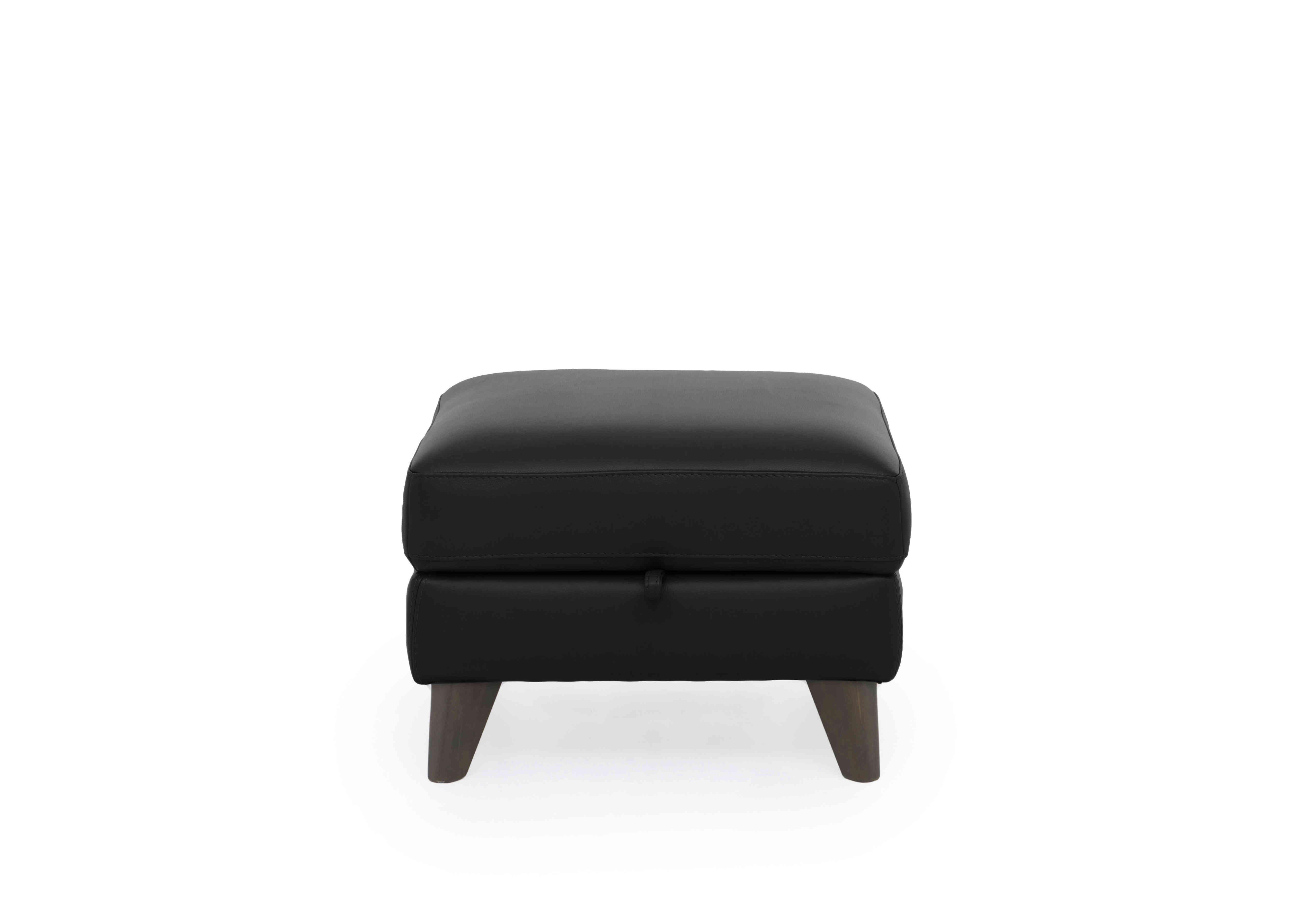 Jules Leather Storage Stool in An-671b Black on Furniture Village