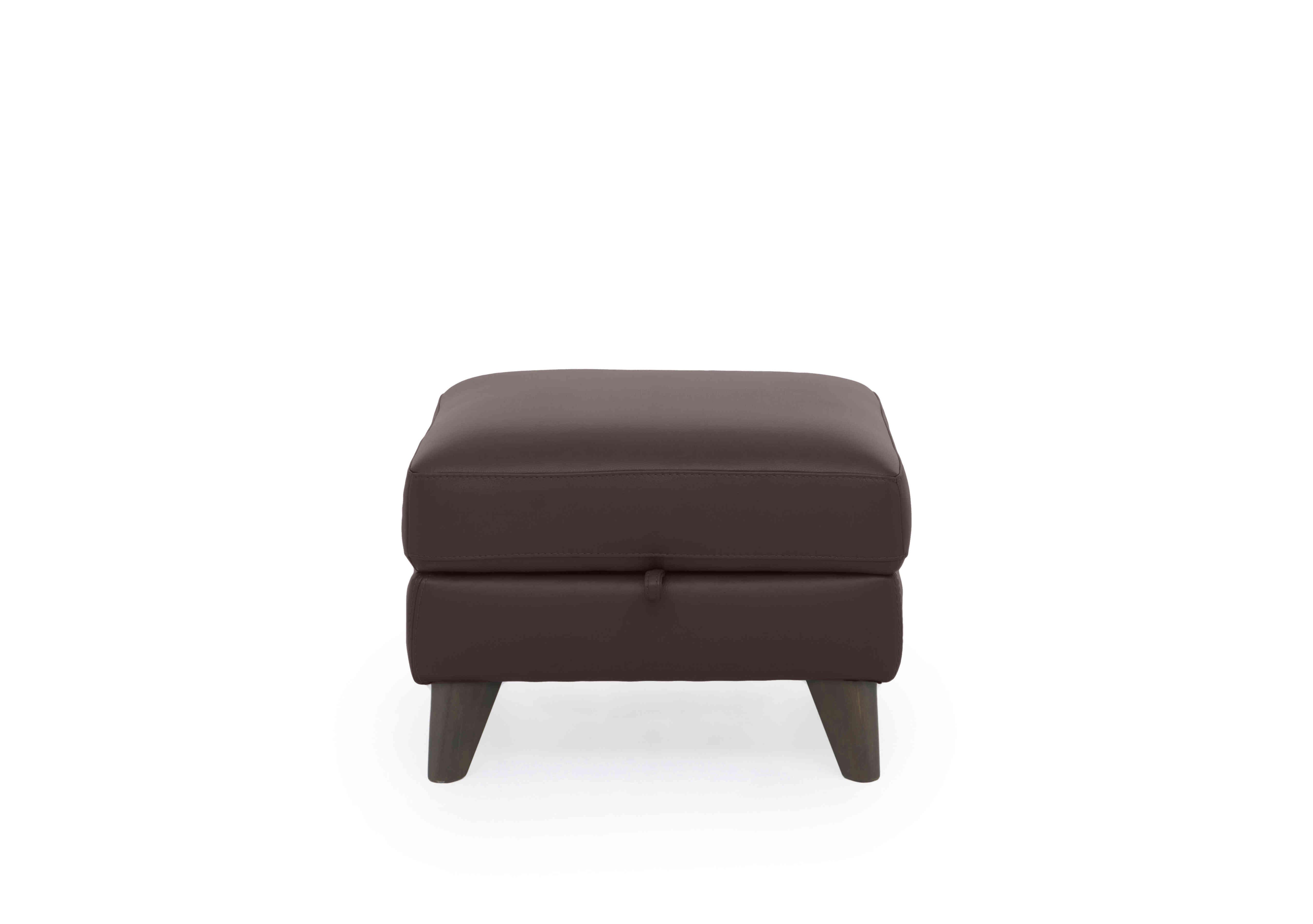 Jules Leather Storage Stool in An-920d Teak on Furniture Village