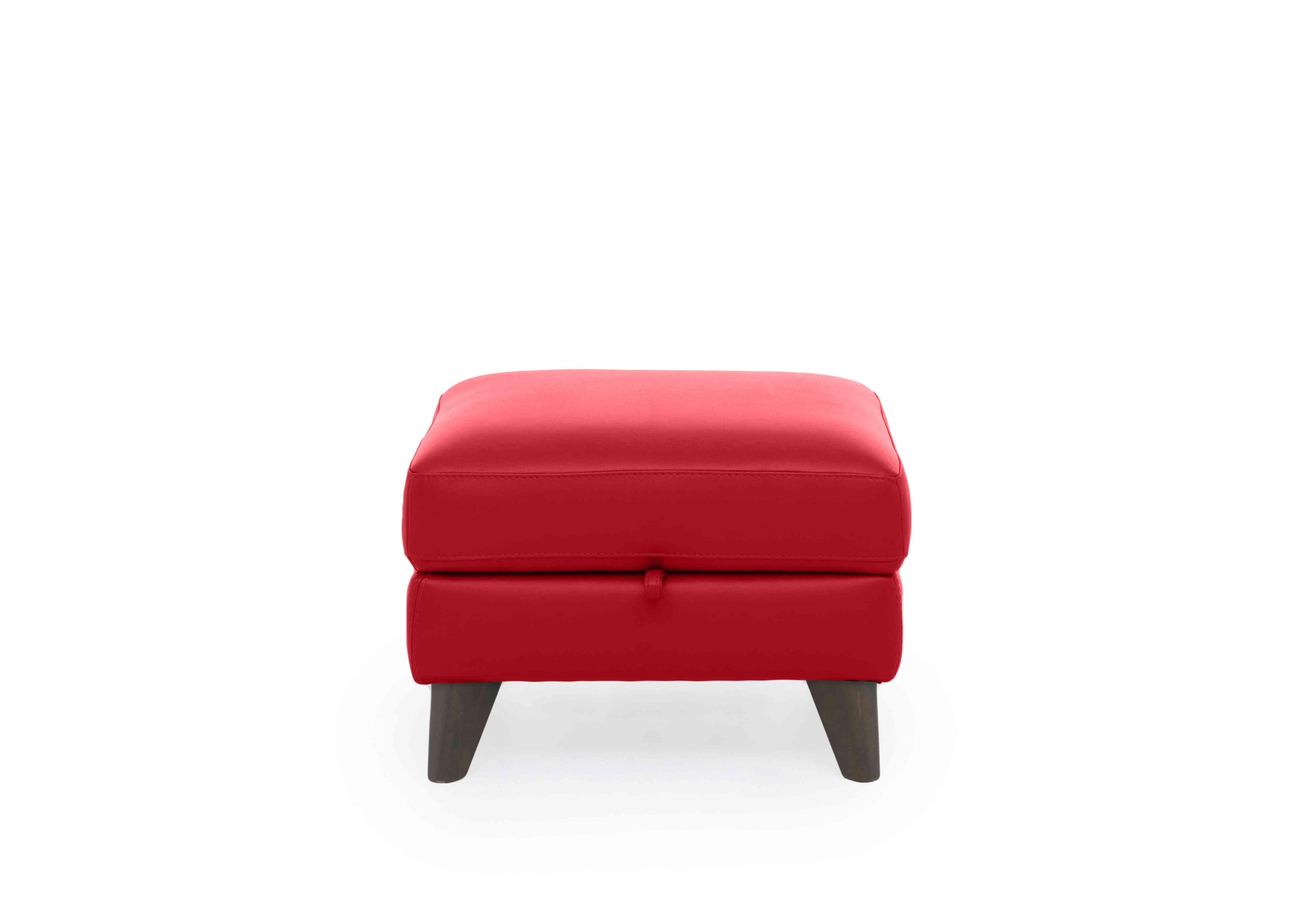Jules Leather Storage Stool in Bv-0008 Pure Red on Furniture Village